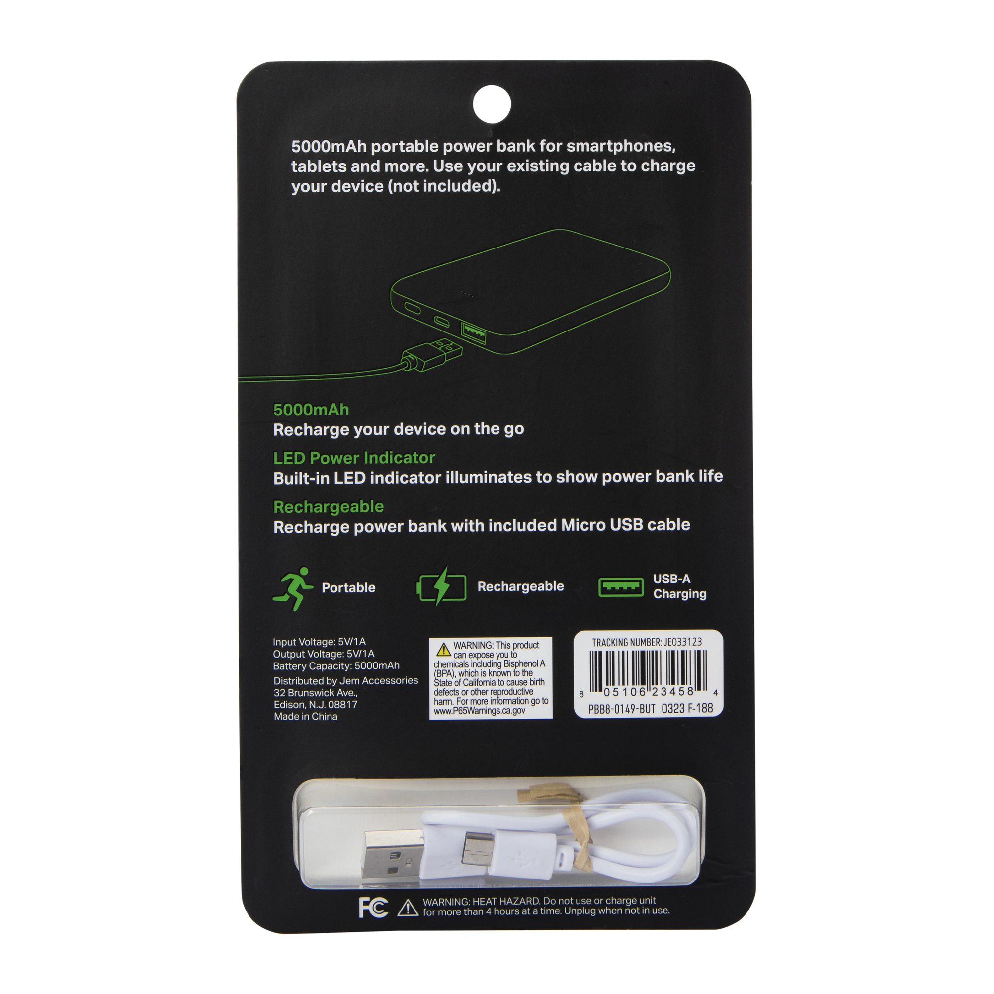 Slim Rechargeable Print 5000mAh Power Bank