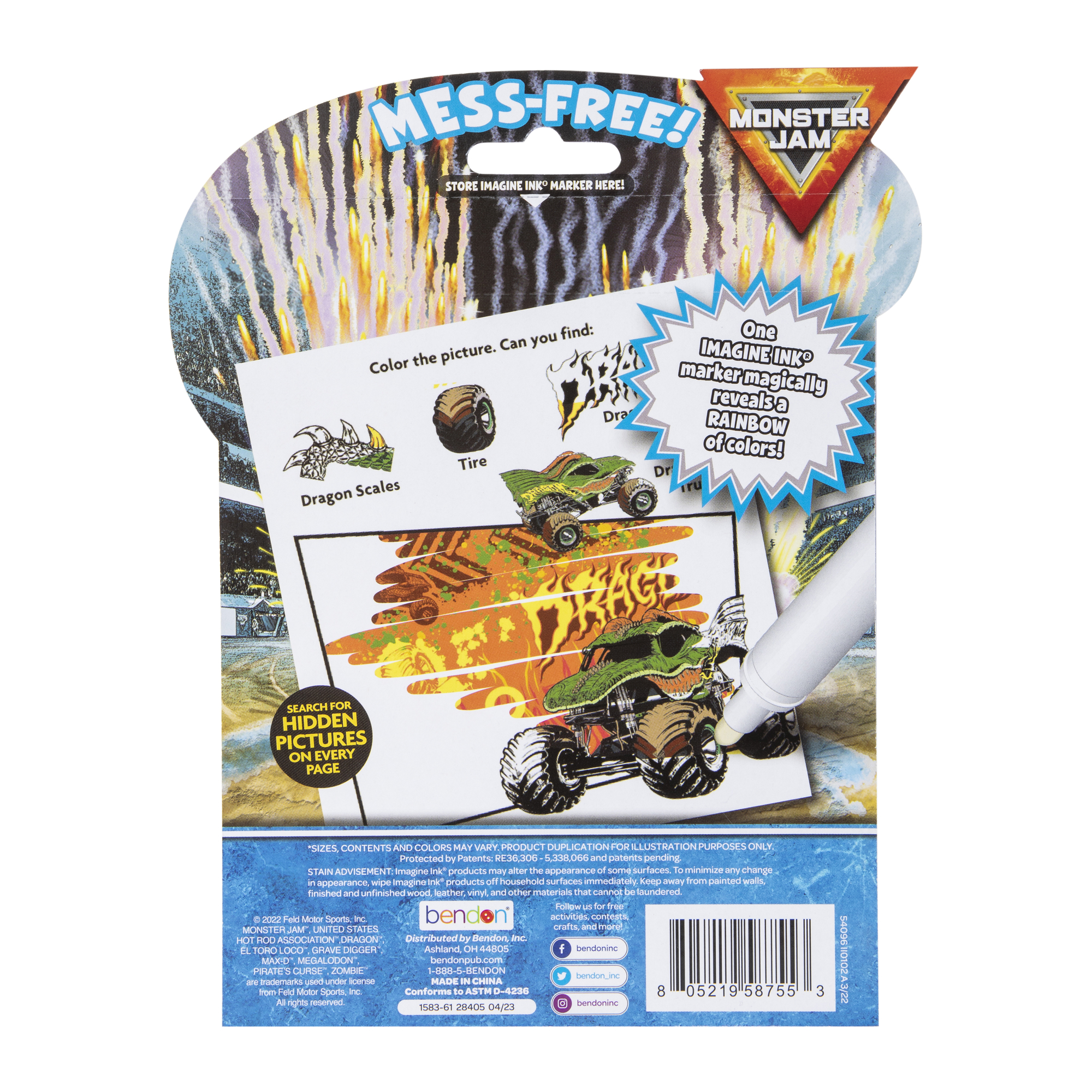 Imagine ink® Magic ink Pictures Mess-Free Coloring Book – Monster Jam