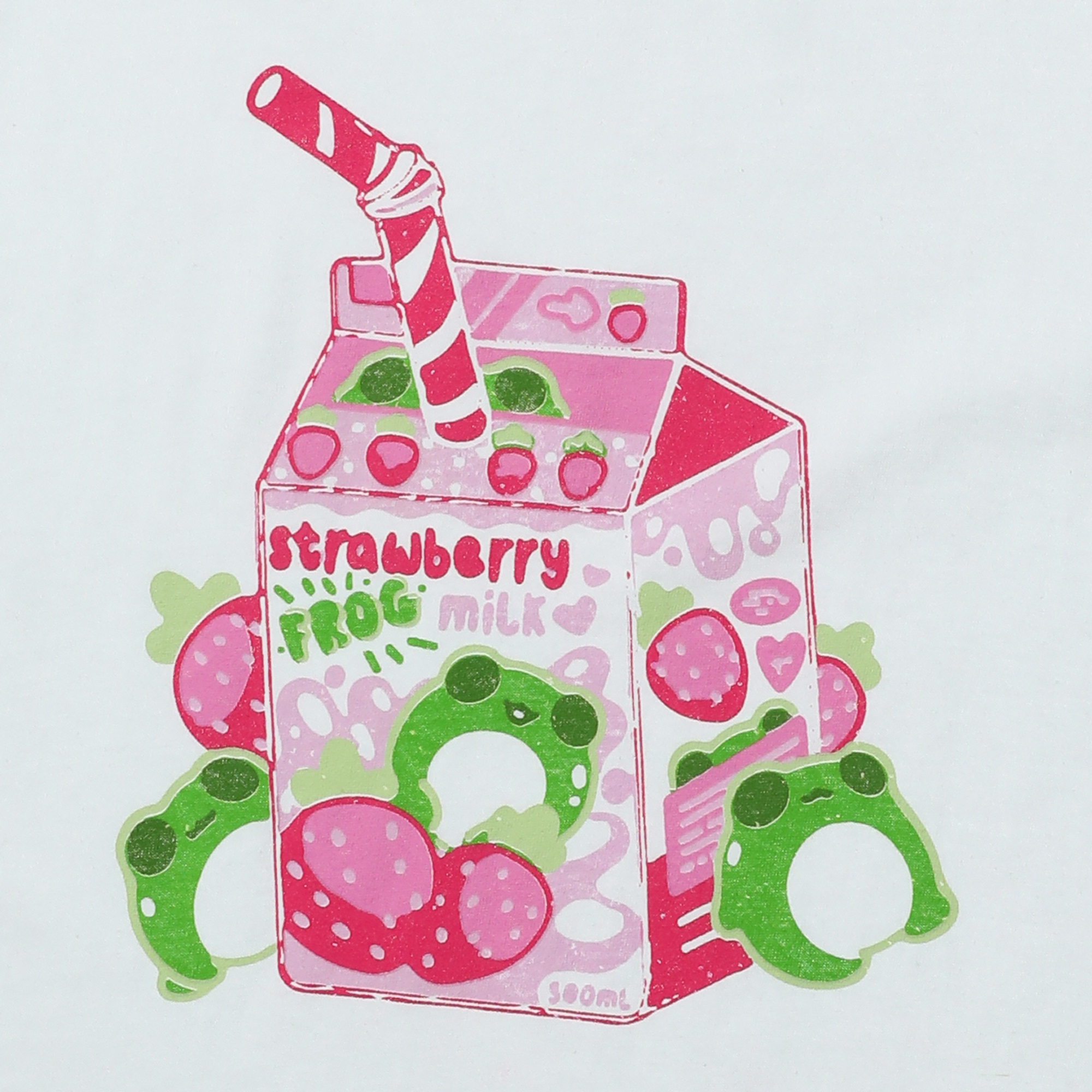 Chibi Frog Strawberry Milk Graphic Tee