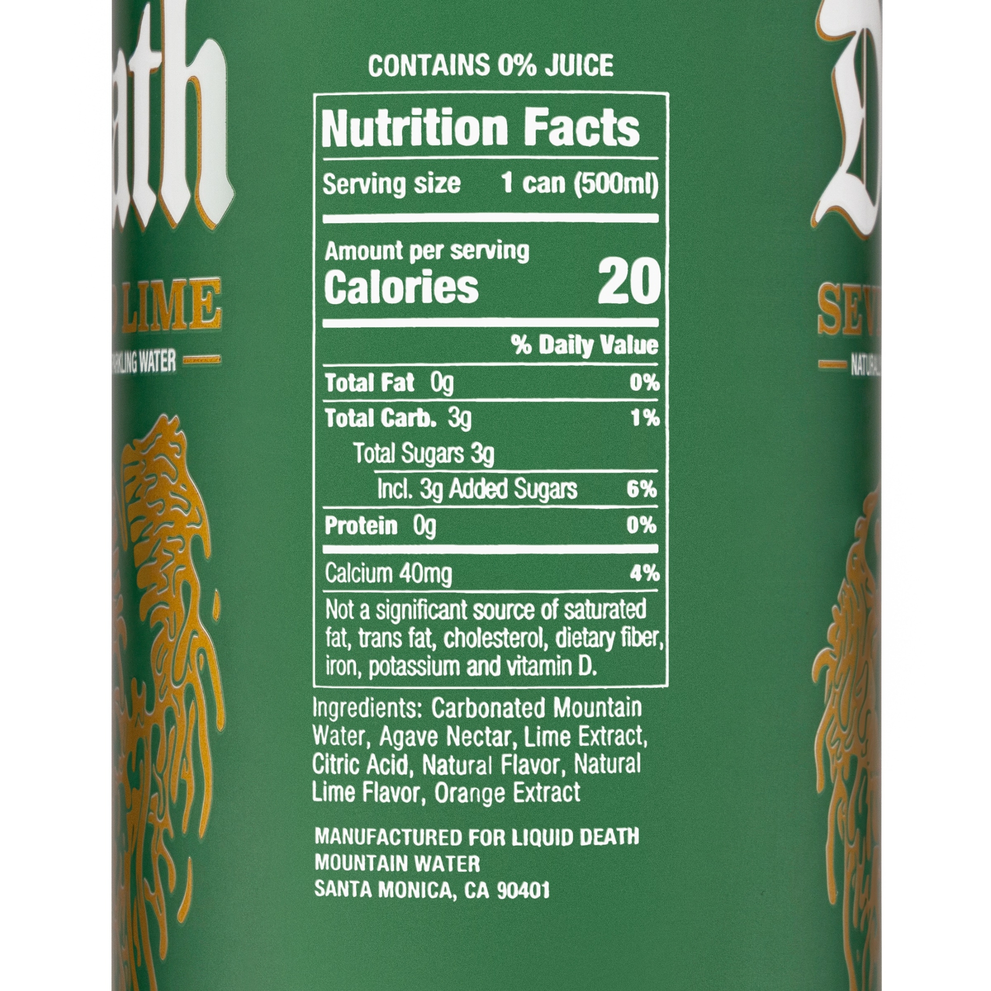 Liquid Death Severed Lime Flavored Sparkling Water 16.9oz