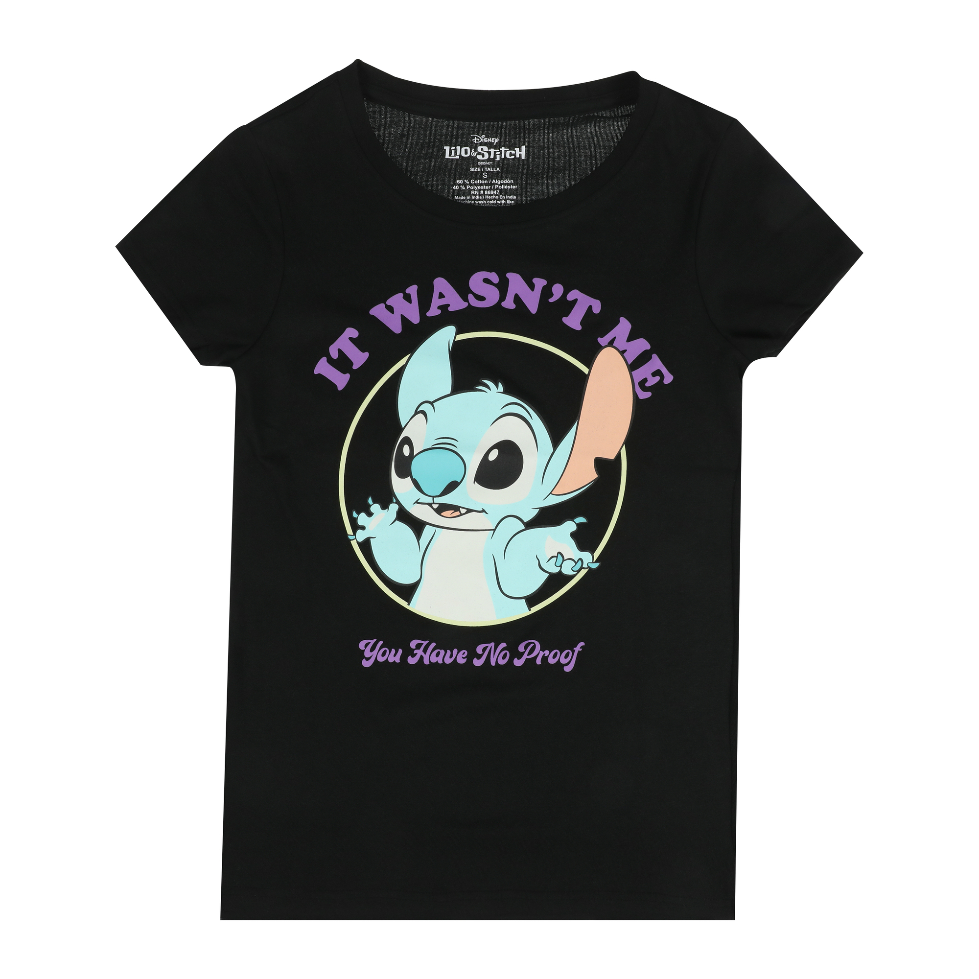 Juniors Disney Stitch 'It Wasn'T Me, You Have No Proof' Graphic Tee