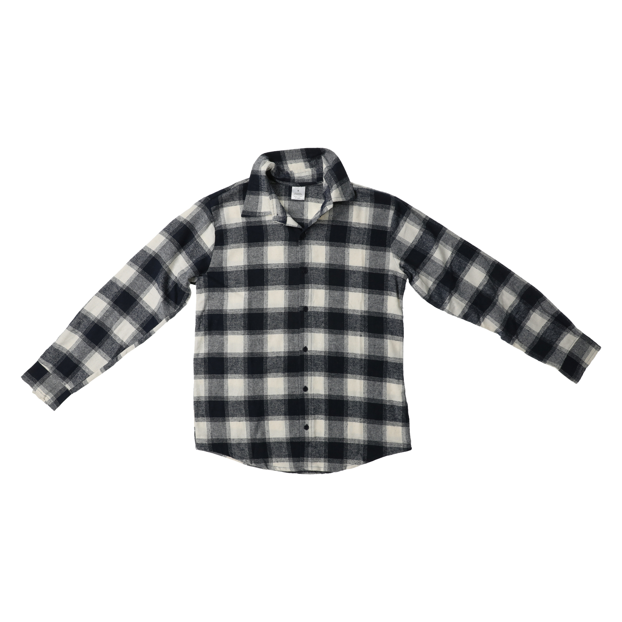 Young Men's Navy Blue Button-Down Flannel Shirt