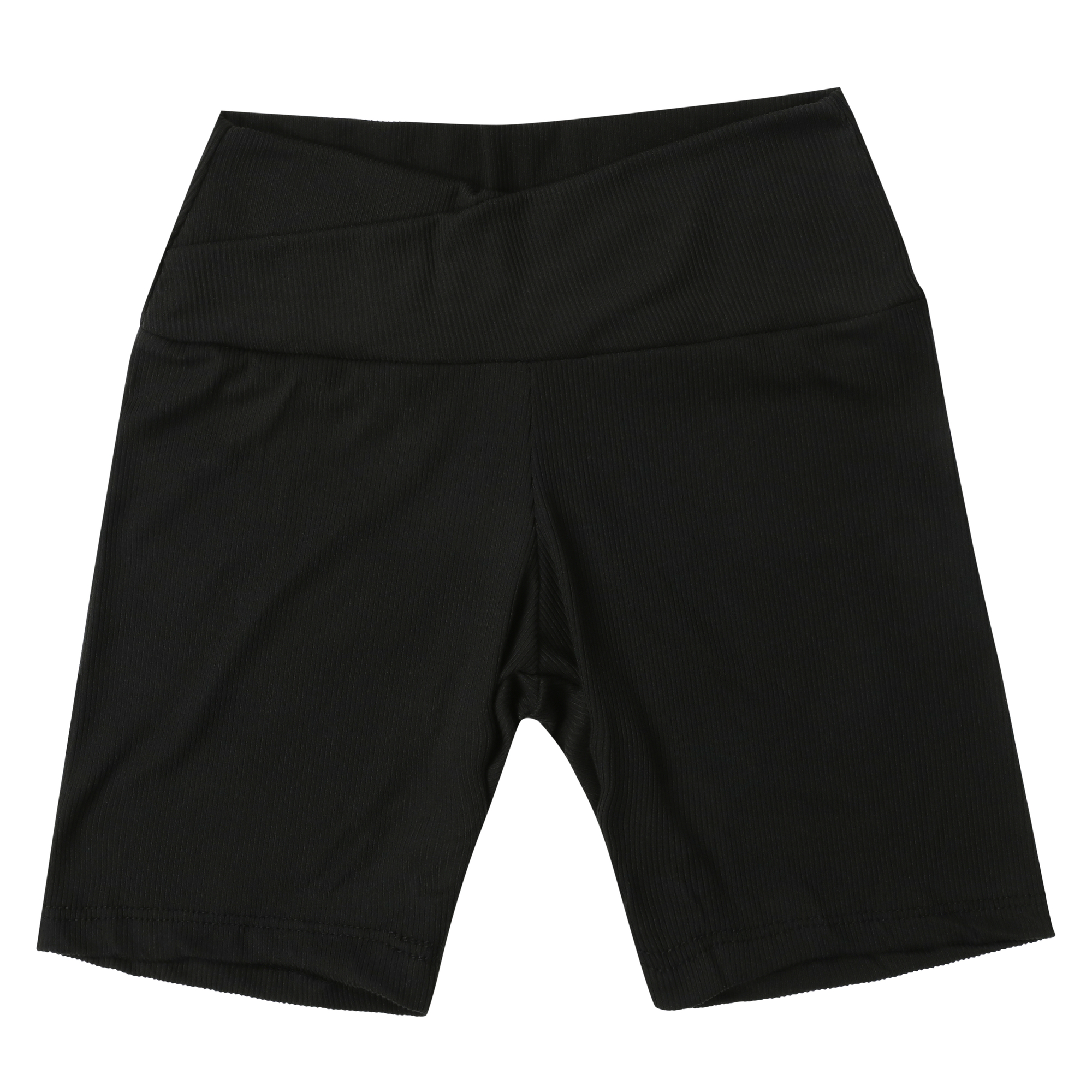 Ribbed Crossover Waist Bike Shorts
