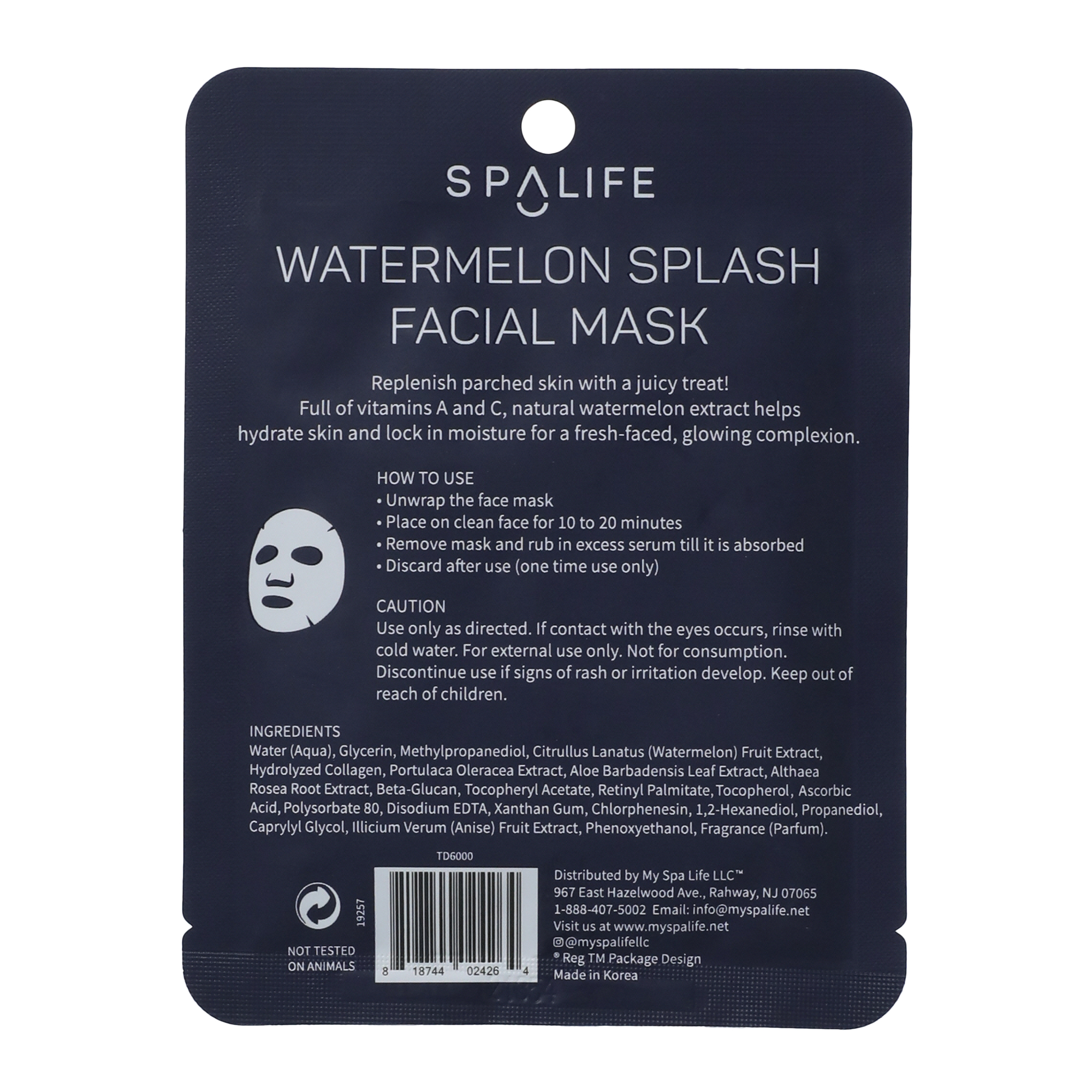 Spa Life Watermelon Splash Facial Mask 0.81oz