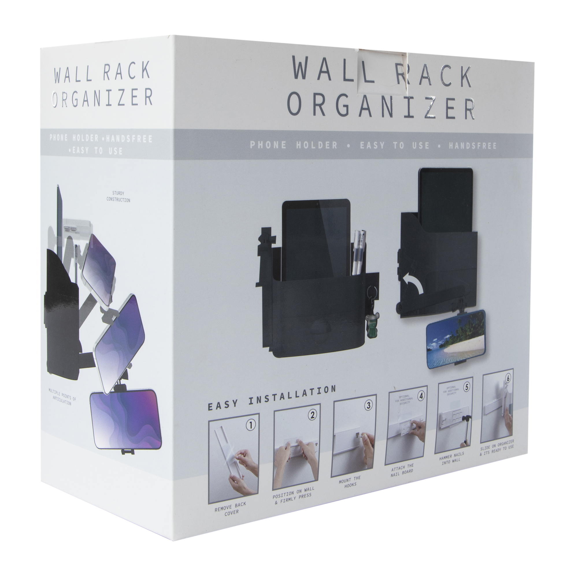 Wall Rack Organizer & Phone Holder