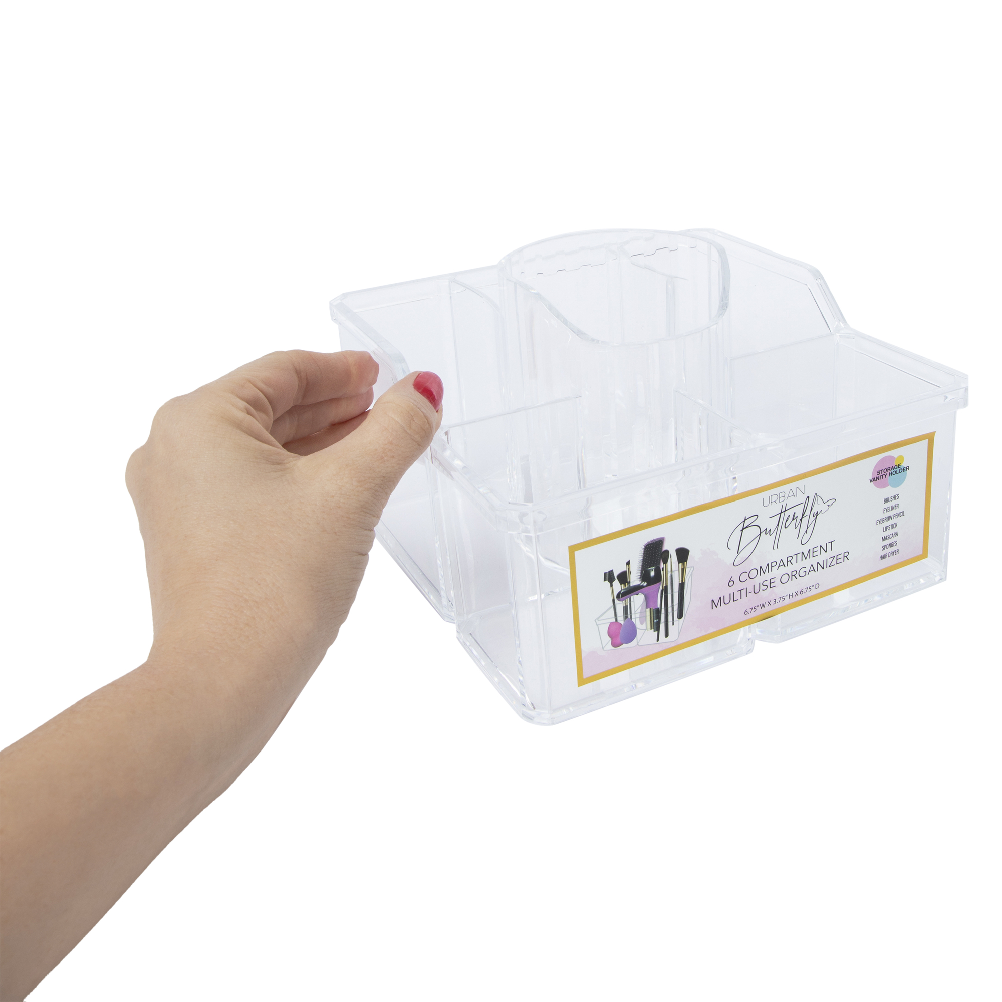 Clear 6-Compartment Multipurpose Organizer 6.75in x 3.75in