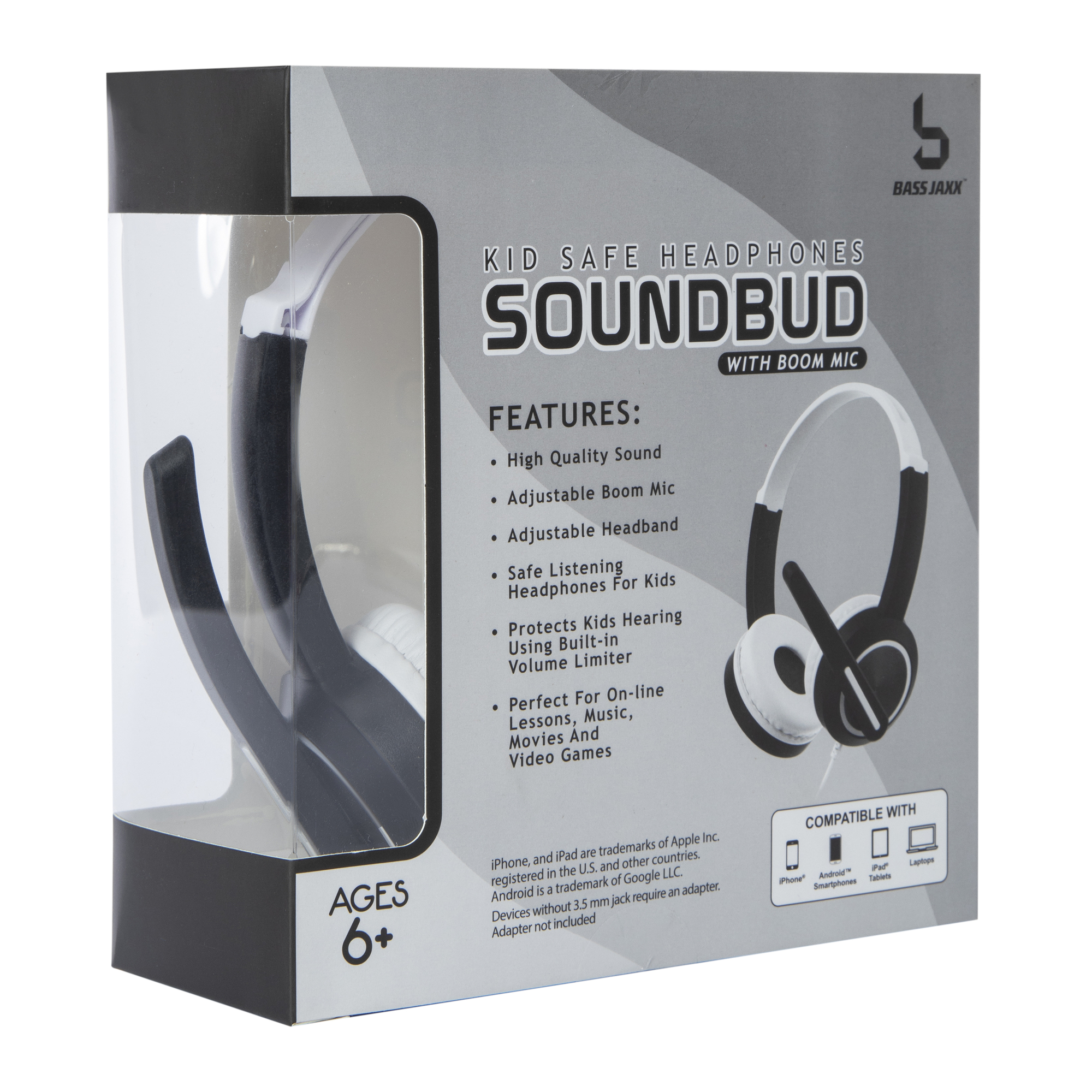 Soundbud Kid-Safe Wired Headphones With Boom Mic