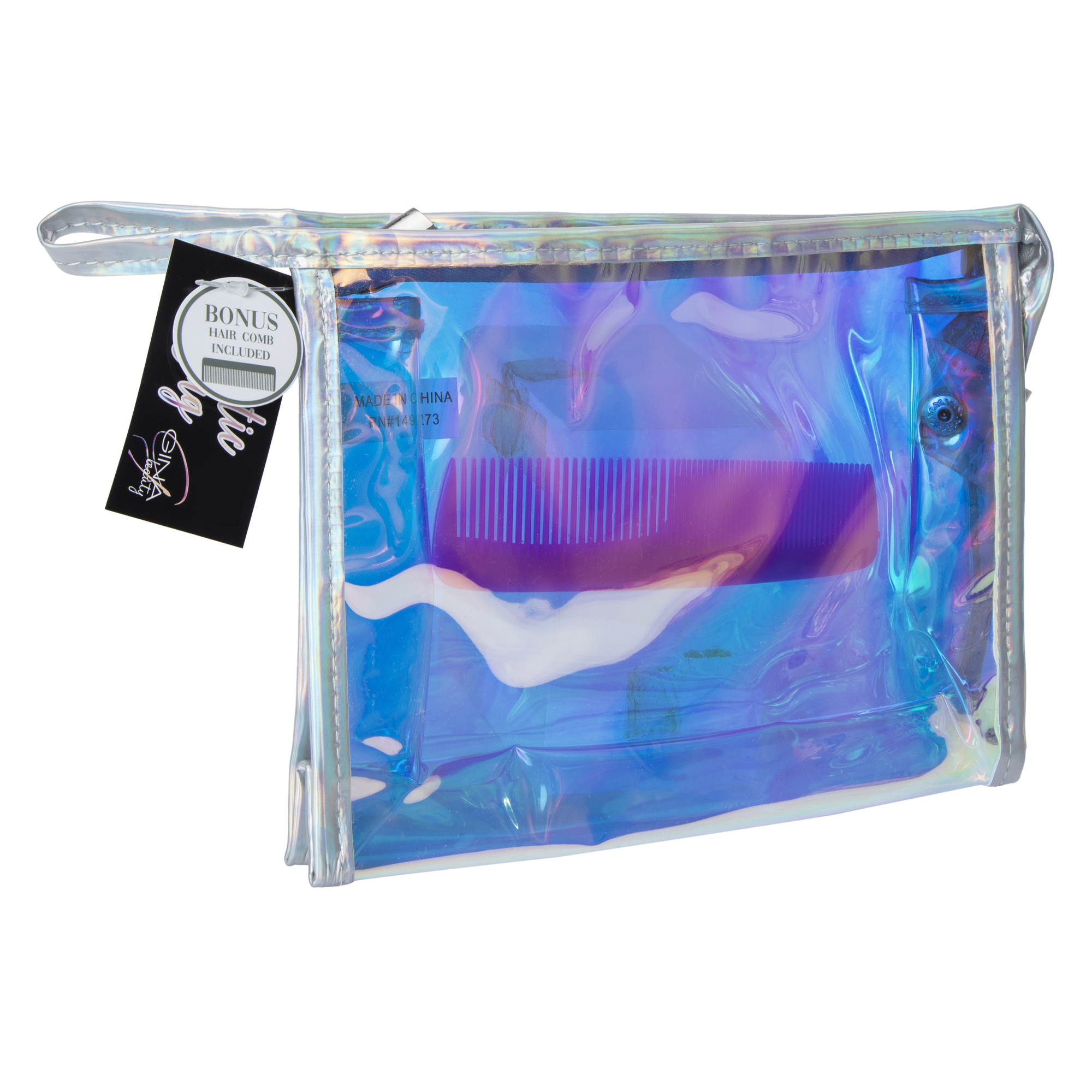 Cosmetic Bag & Comb Set - Holographic