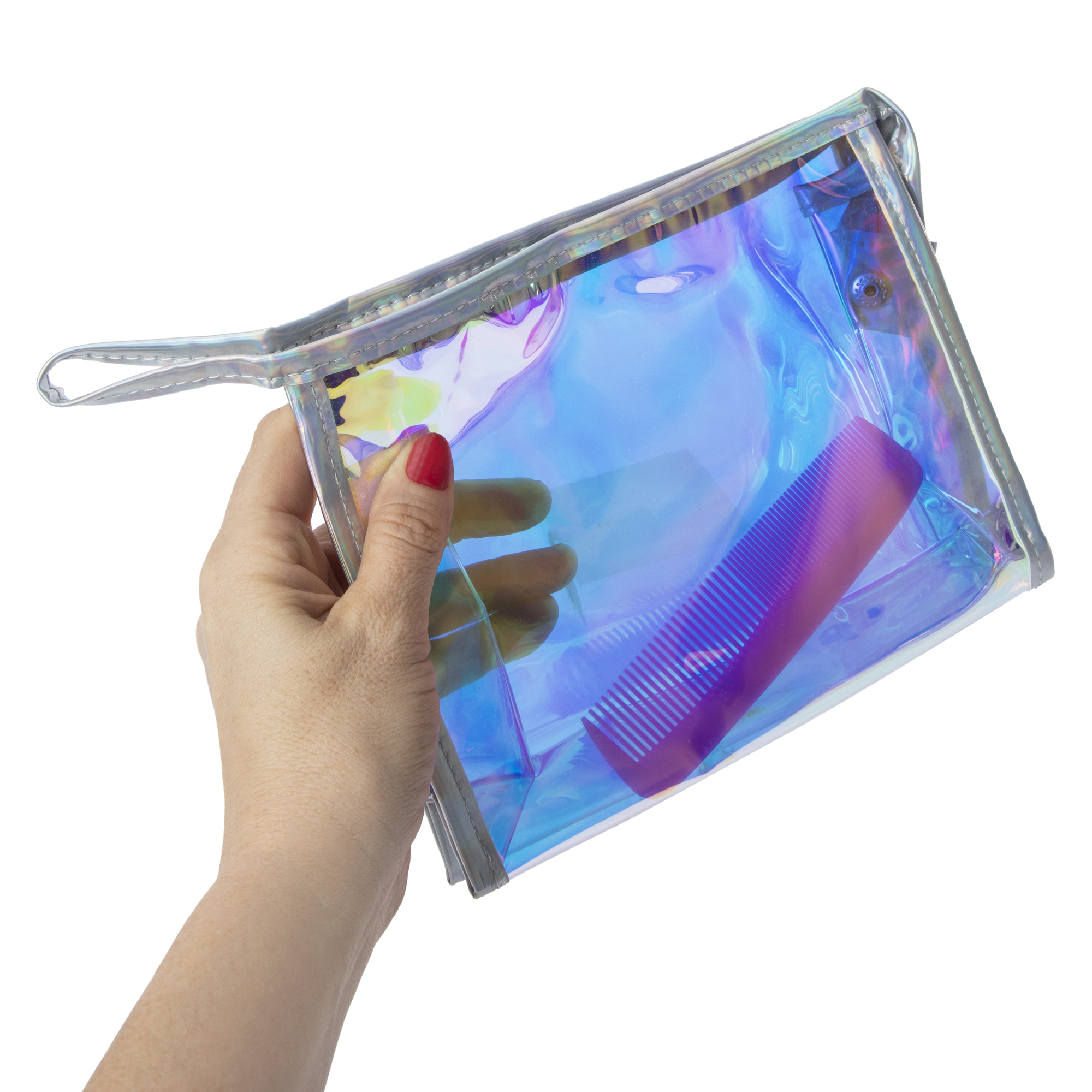Cosmetic Bag & Comb Set - Holographic