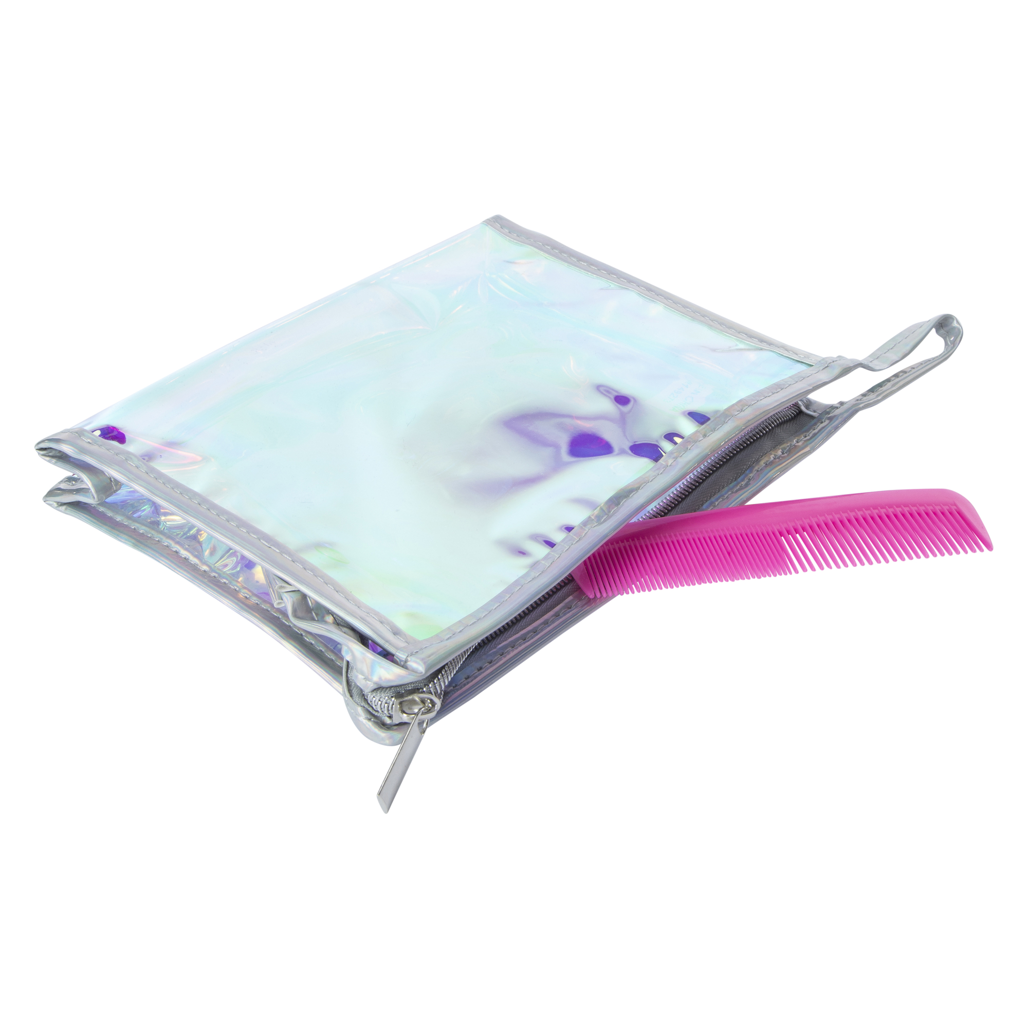 Cosmetic Bag & Comb Set - Holographic