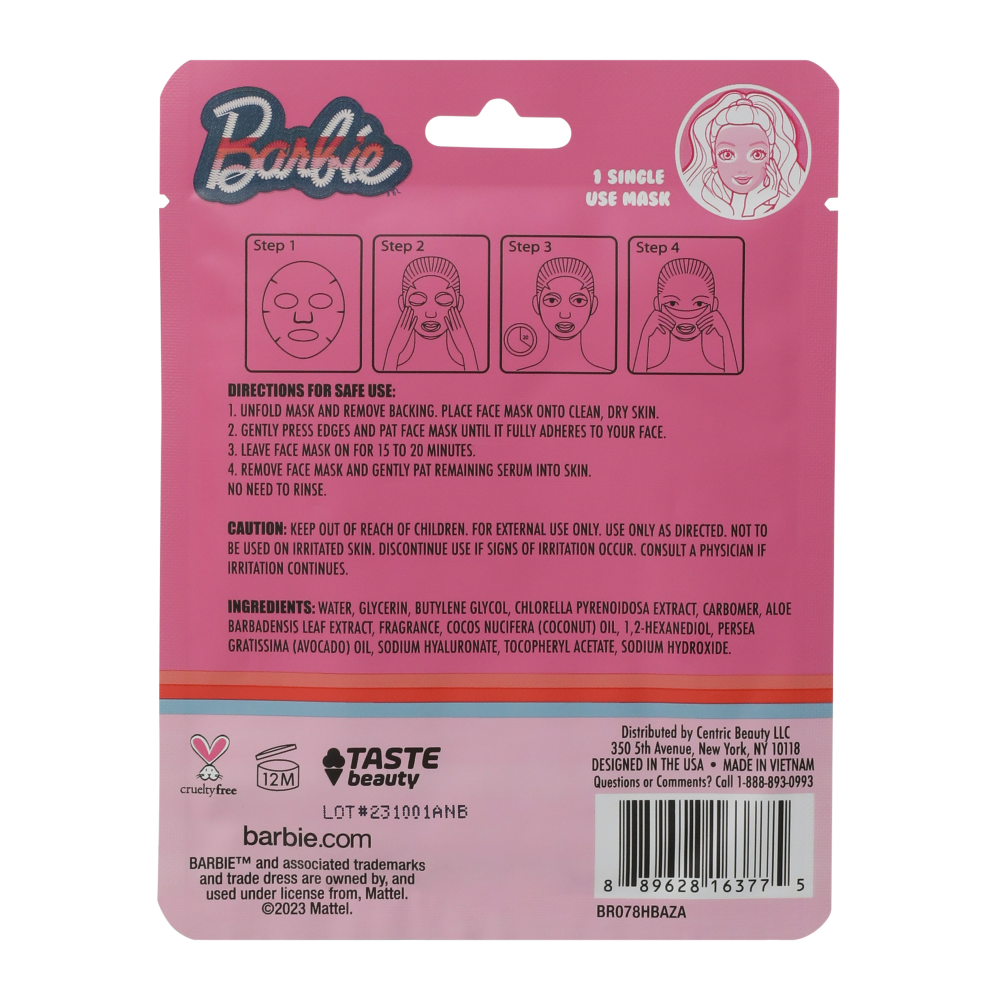 Barbie™ Scented Face Mask - Solid