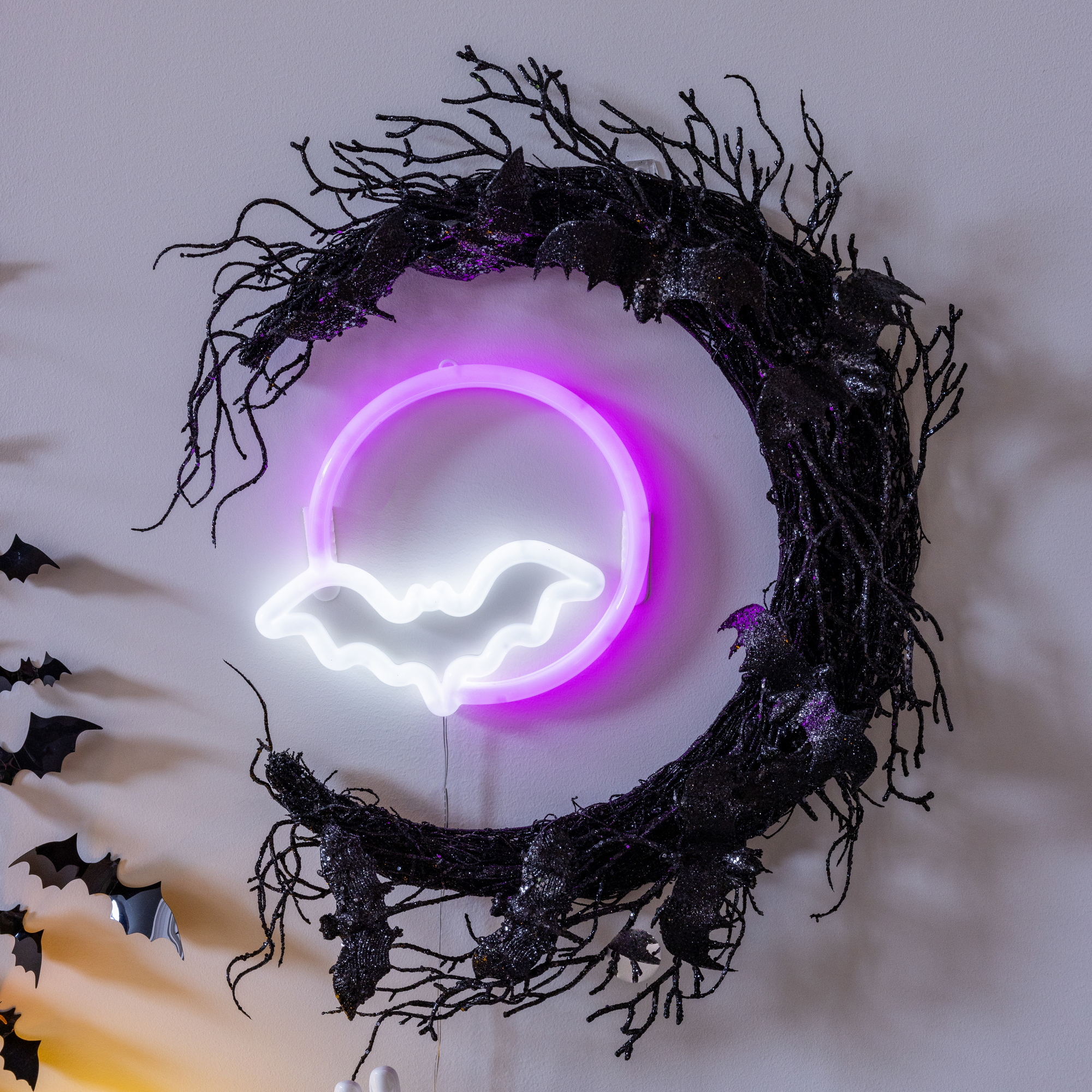 Crescent Moon Halloween Branch Wreath 18in