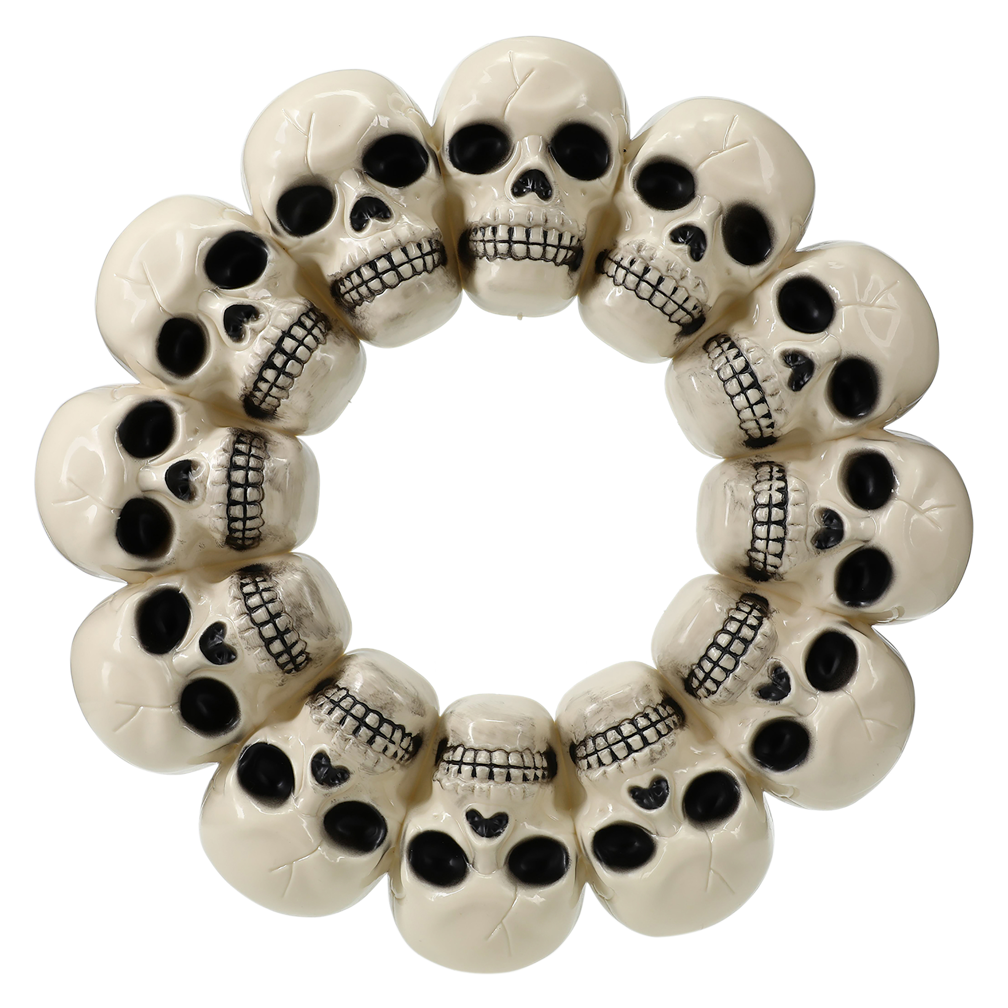 Skull Wreath Halloween Decoration 15.35in