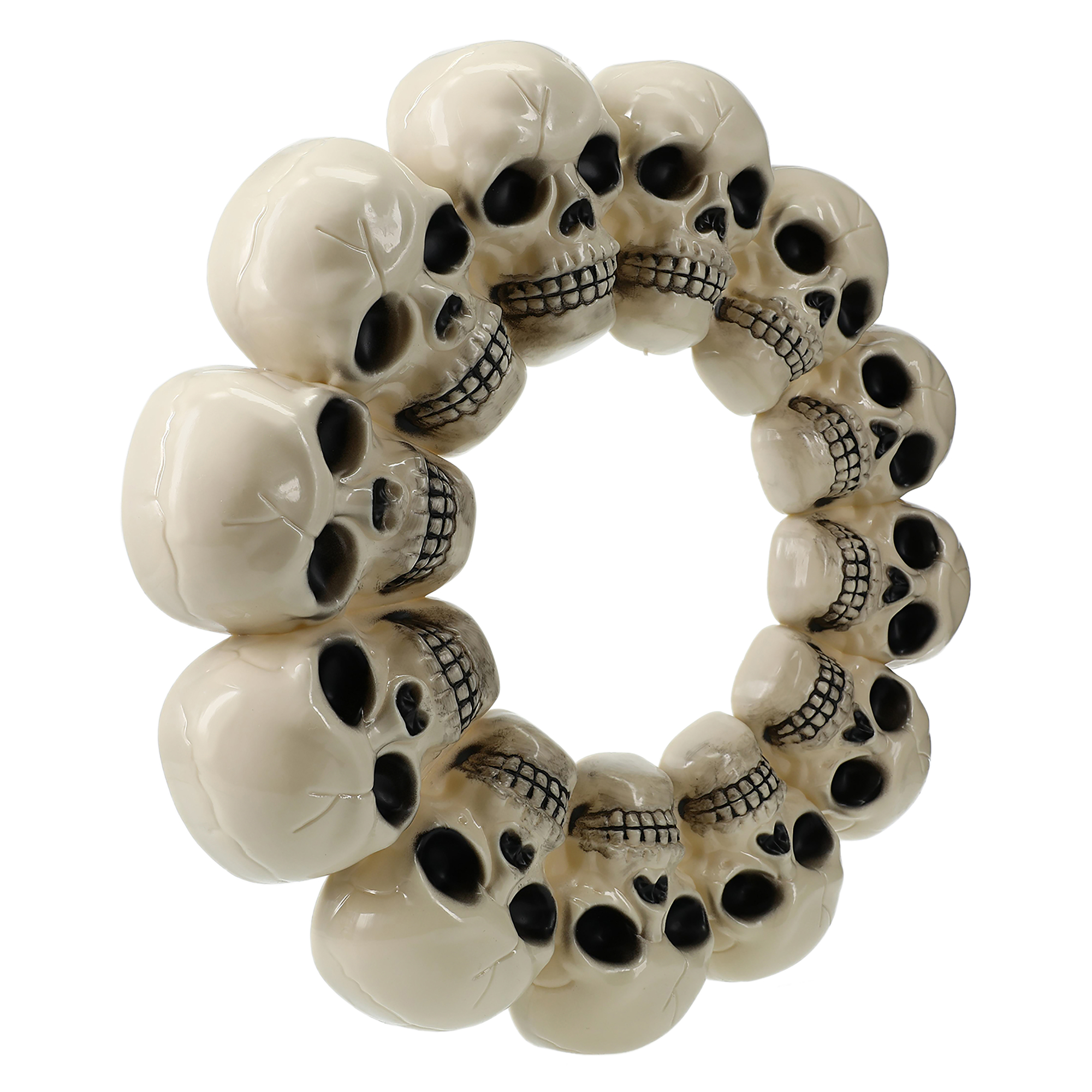 Skull Wreath Halloween Decoration 15.35in