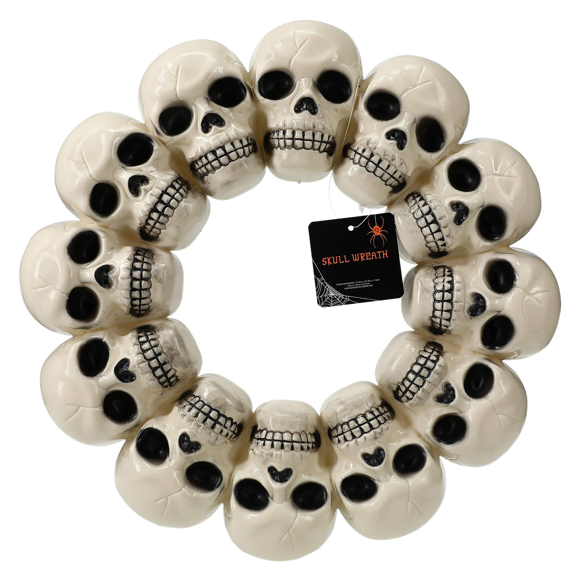Skull Wreath Halloween Decoration 15.35in