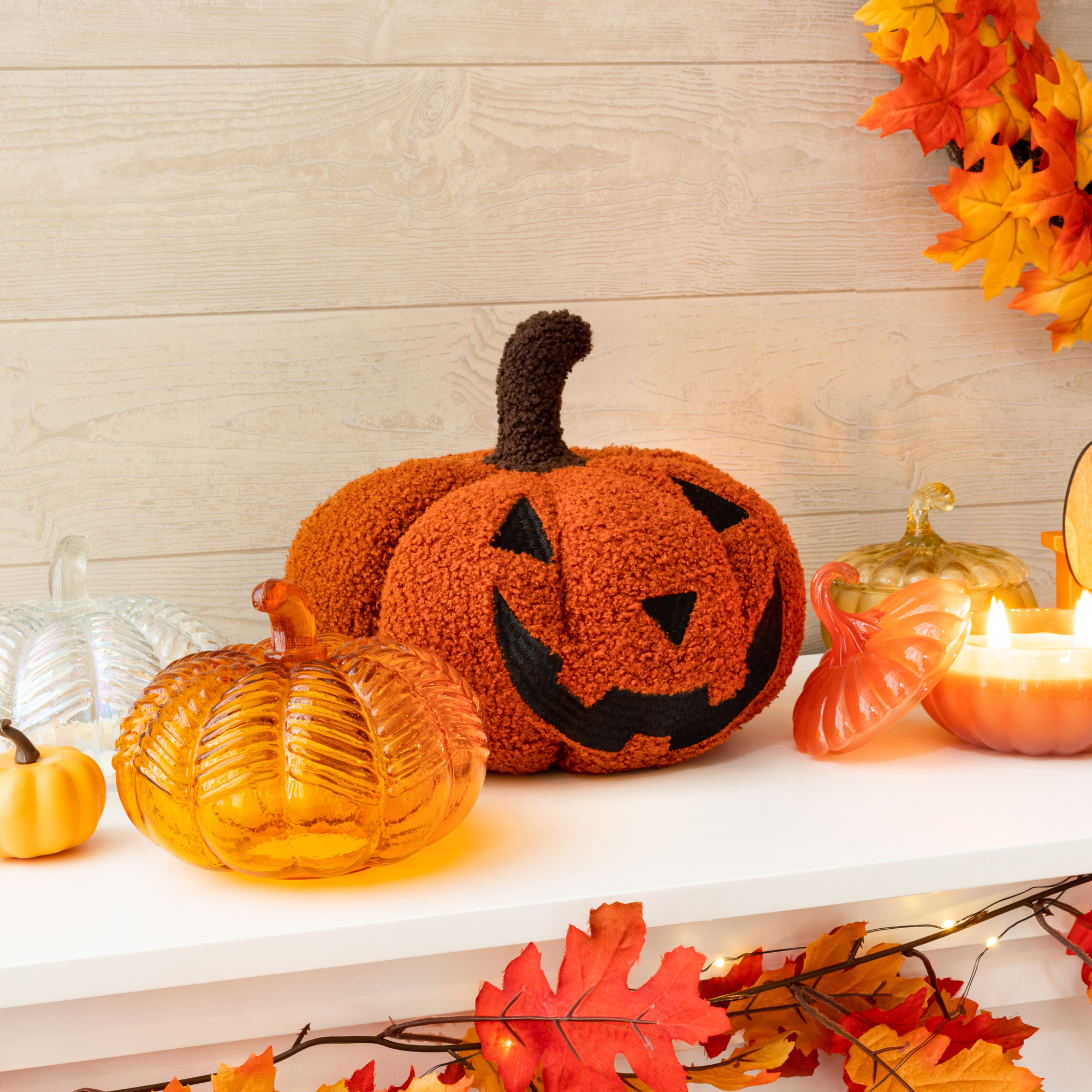 Faux Sherpa Pumpkin Pillow 9in x 7.87in