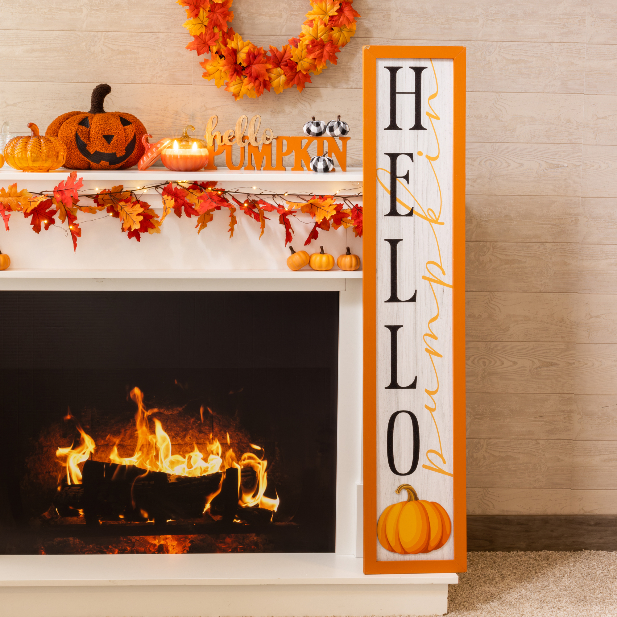 Hello Pumpkin' Fall Porch Board Sign 48in