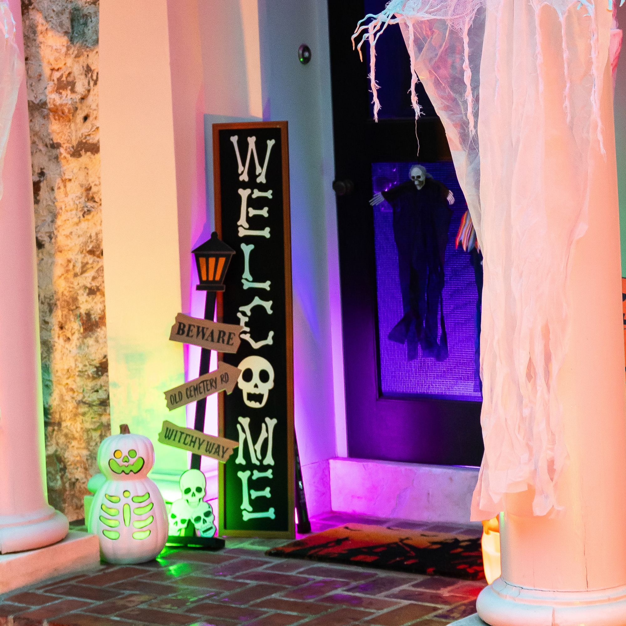 Halloween Welcome Porch Board Sign 48in
