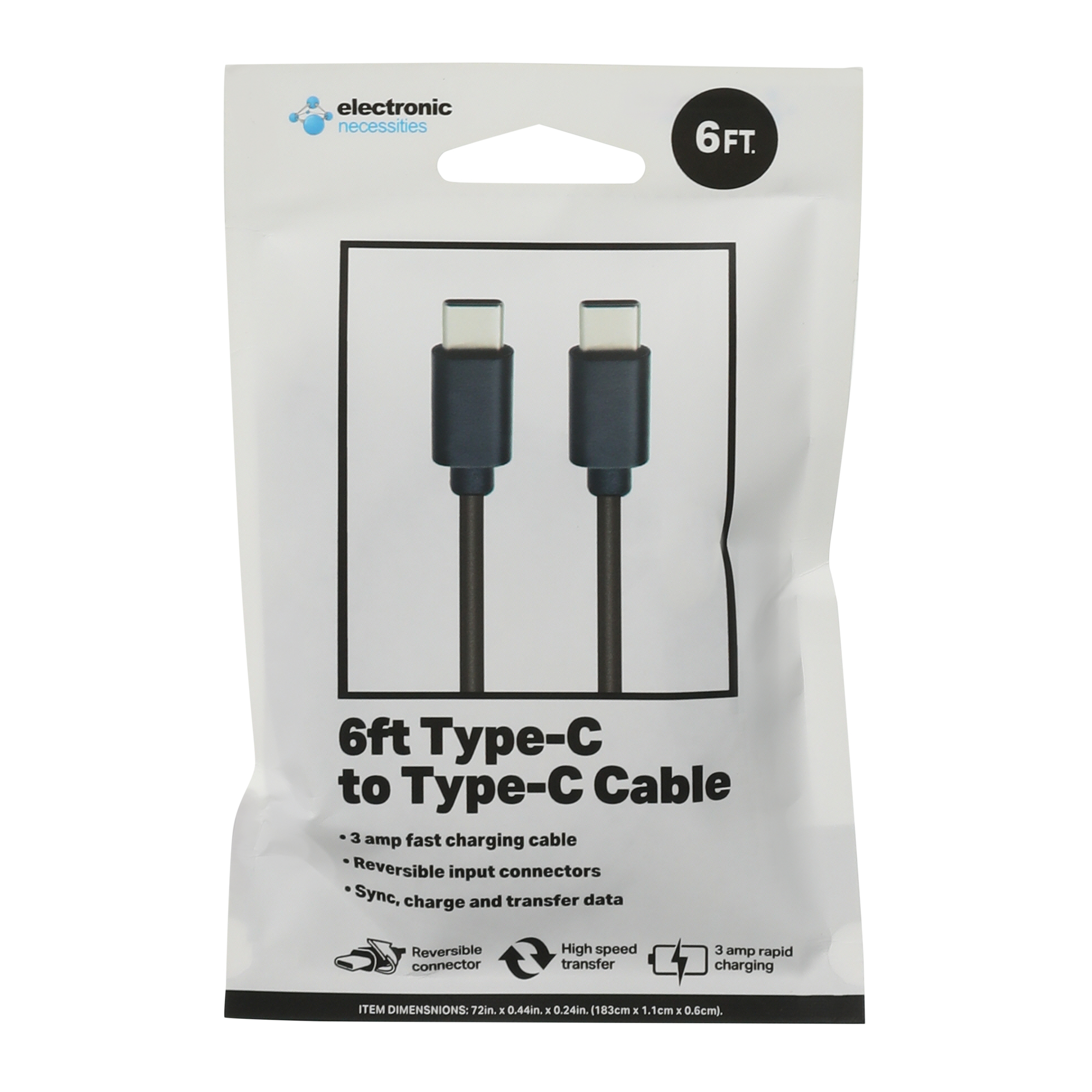 6ft USB-C To 3 Amp Fast Charging Cable