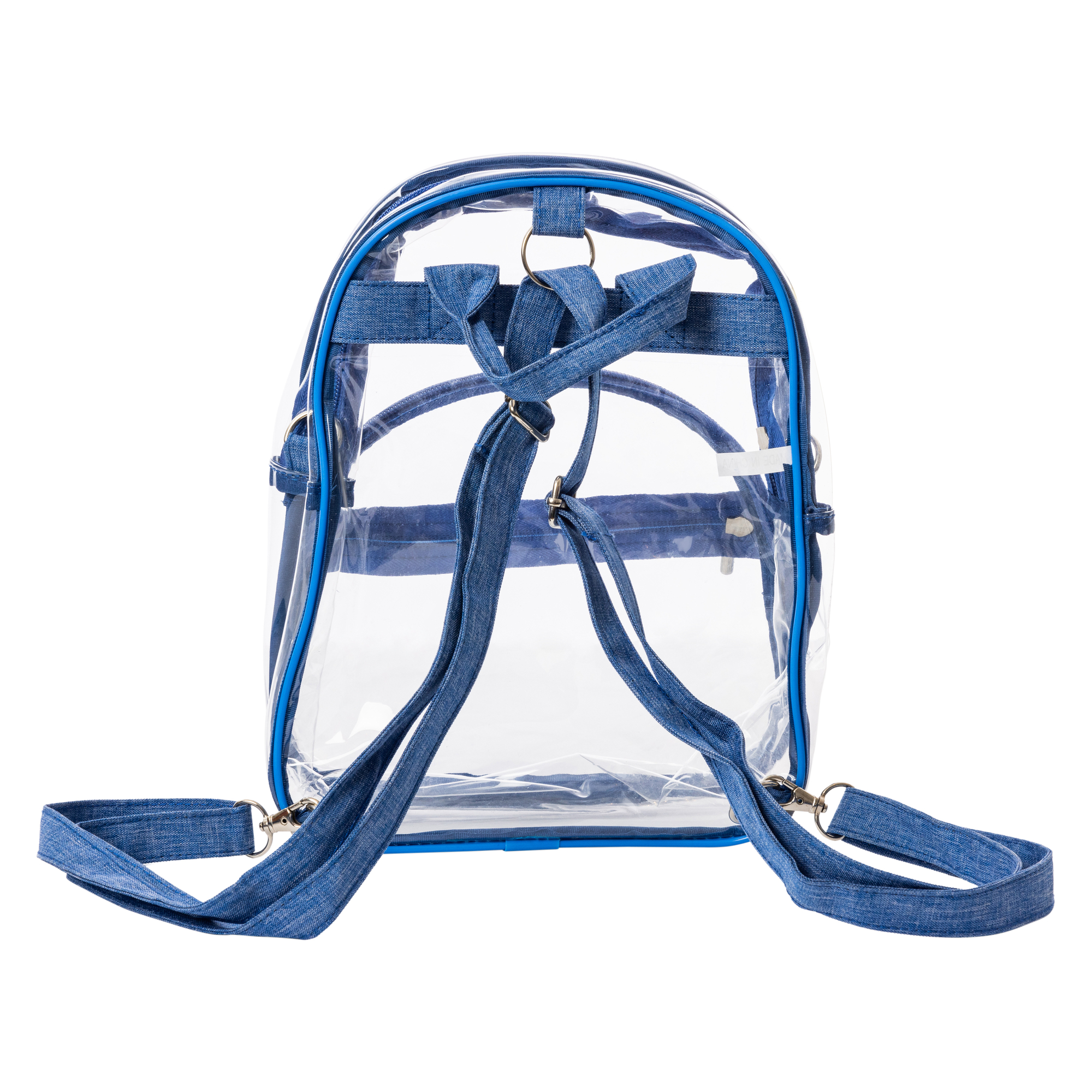 clear blue mini backpack DALIX Small Transparent in Neon Adjustable shoulder straps for comfortable carrying Clear Blue TBG-12 Mini Backpack