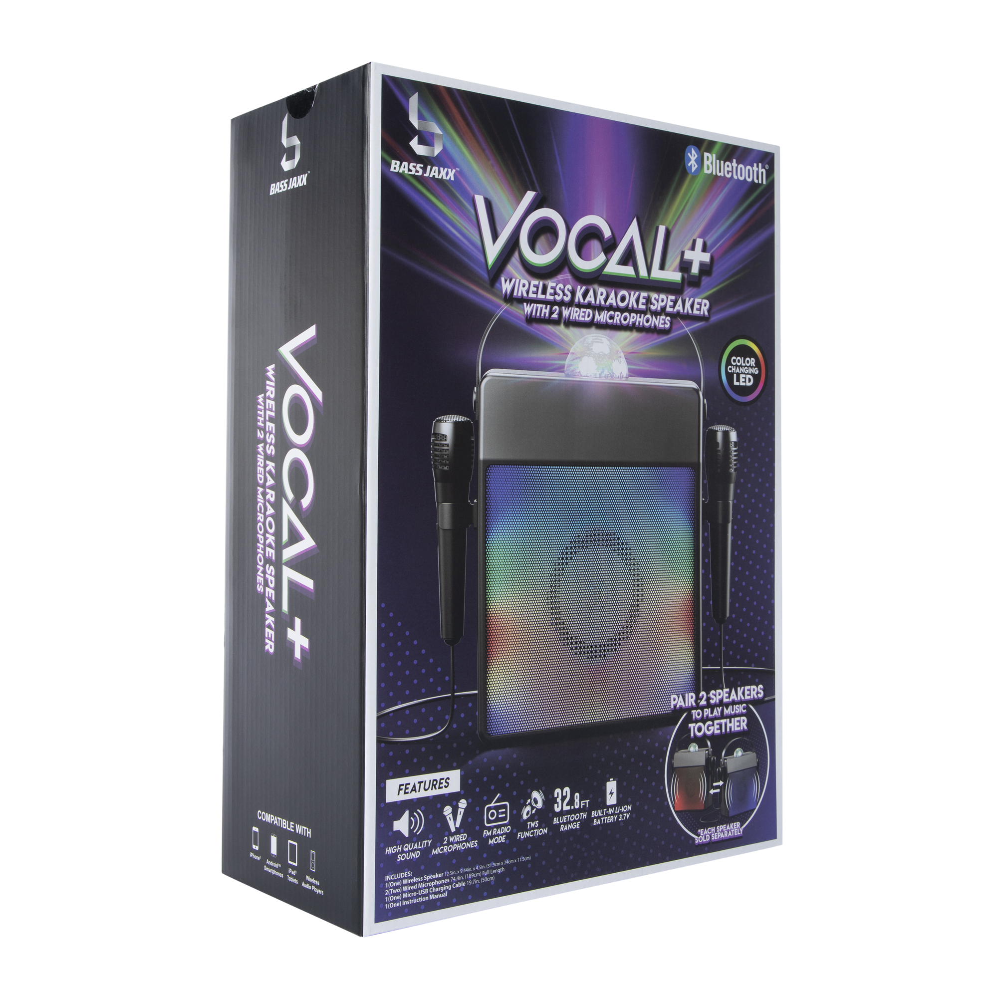 LED Bluetooth® Wireless Karaoke Speaker With 2 Microphones