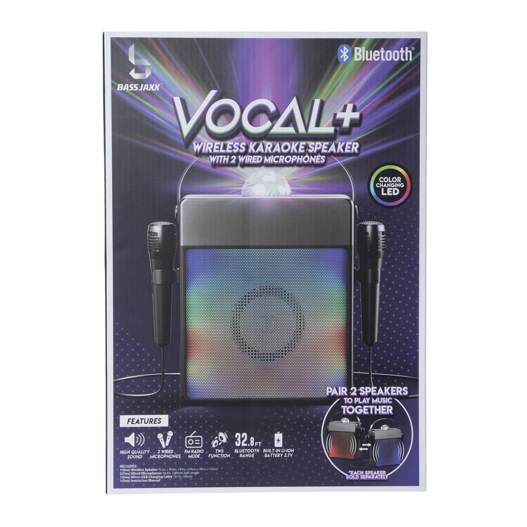 LED Bluetooth® Wireless Karaoke Speaker With 2 Microphones