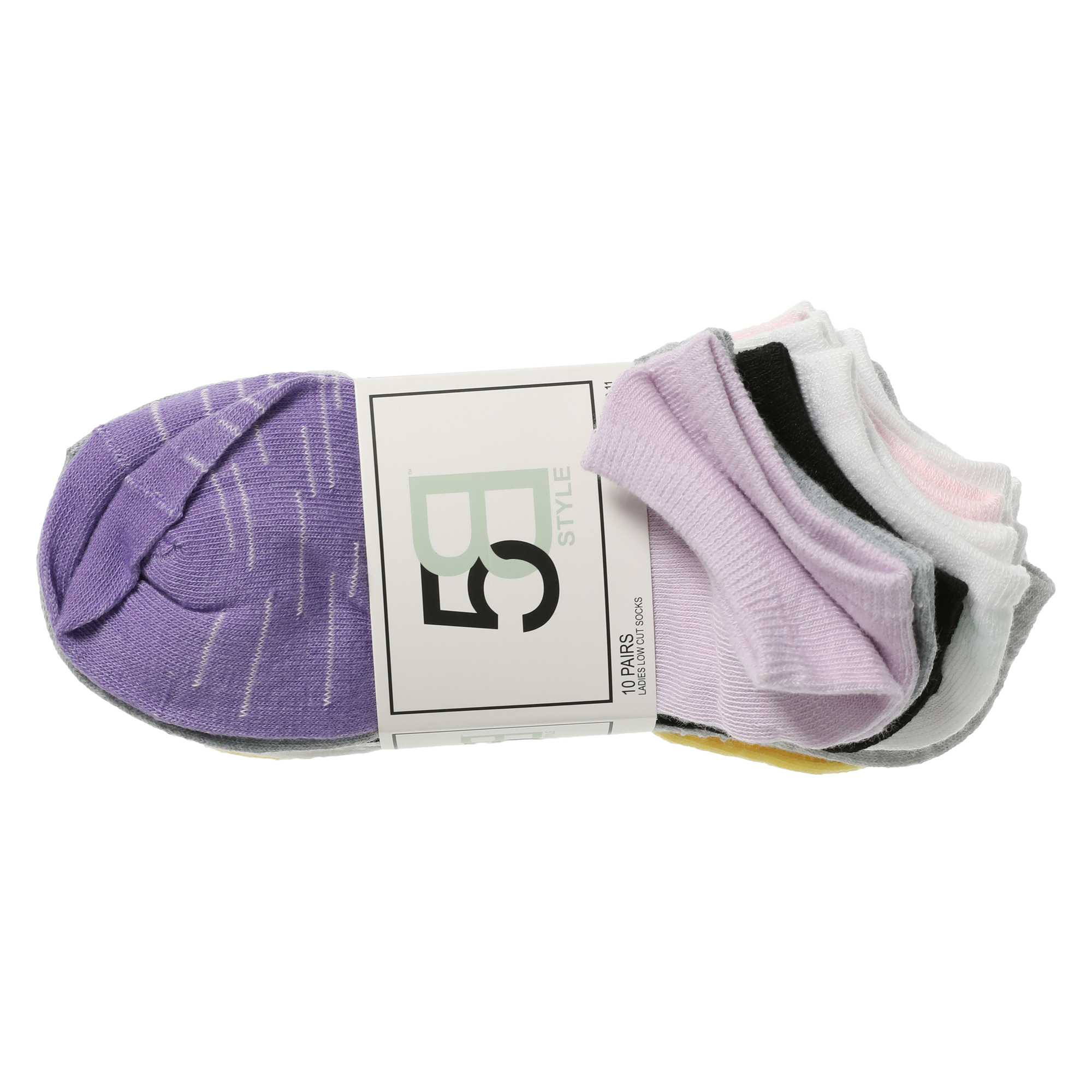 Ladies Low-Cut Socks 10-Pack - Assorted Stripes