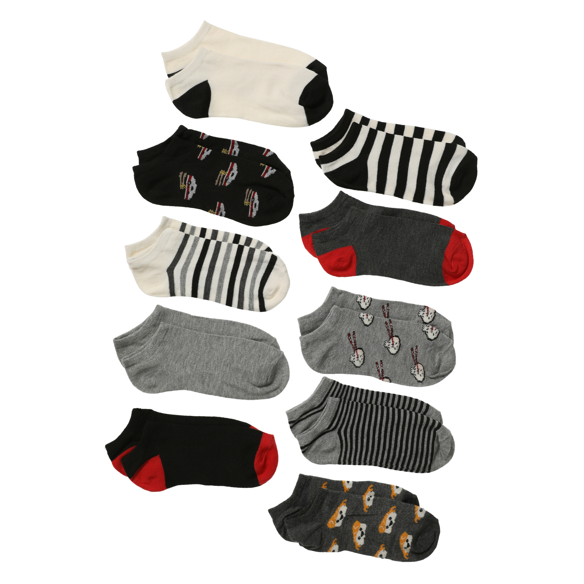 Ladies Low-Cut Socks 10-Pack - Asian Food