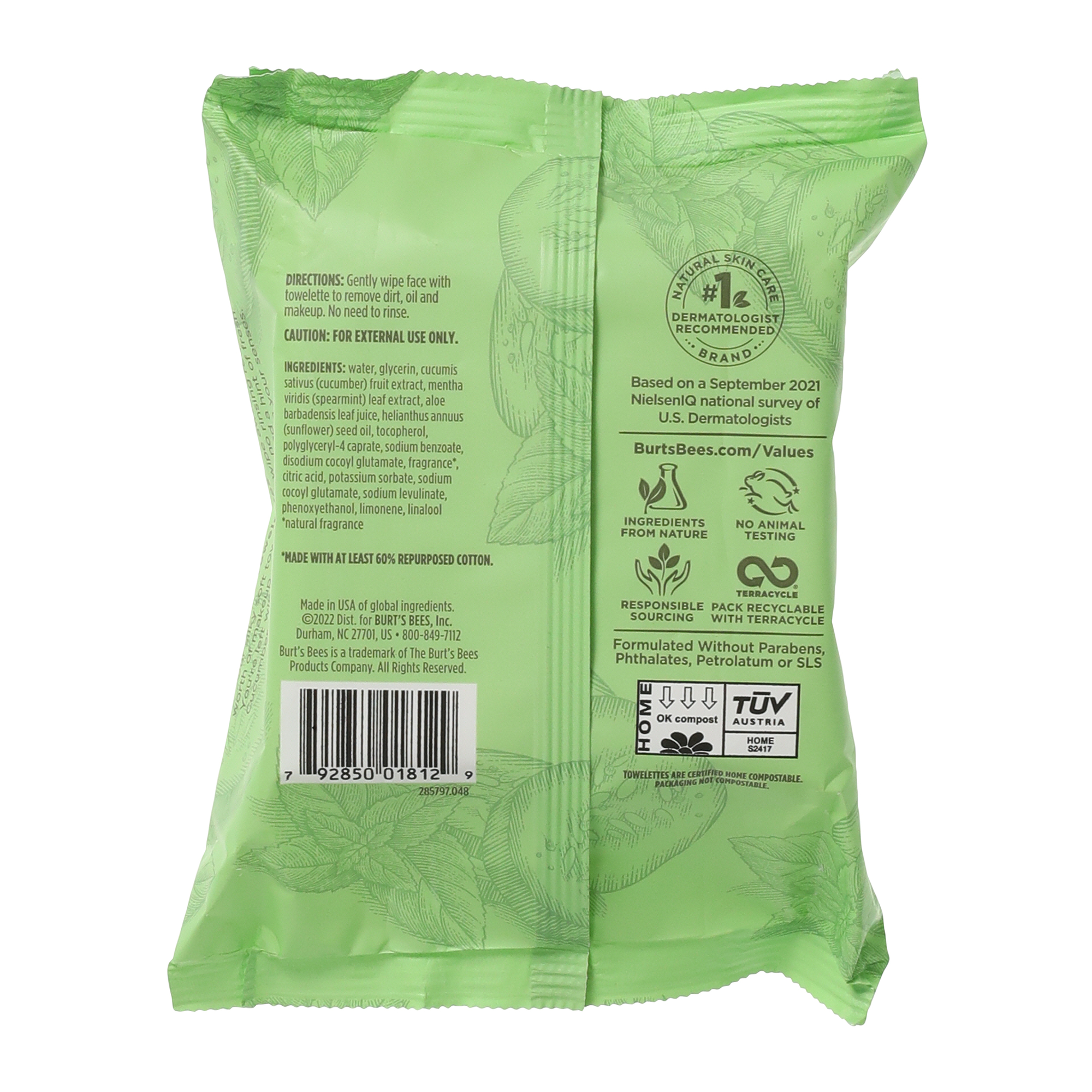 Burt’S Bees® Refreshing Facial Towelettes With Cucumber & Mint 30-Count