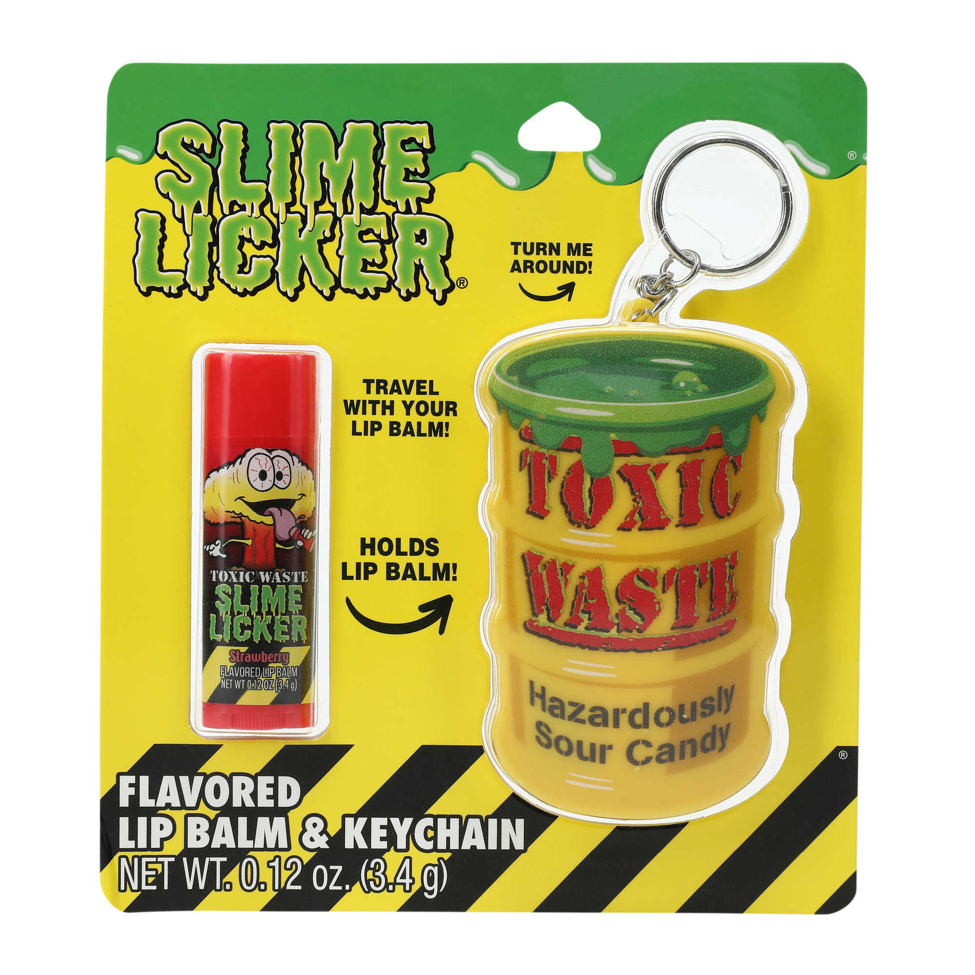 Slime Licker® Toxic Waste Strawberry Flavored Lip Balm & Keychain