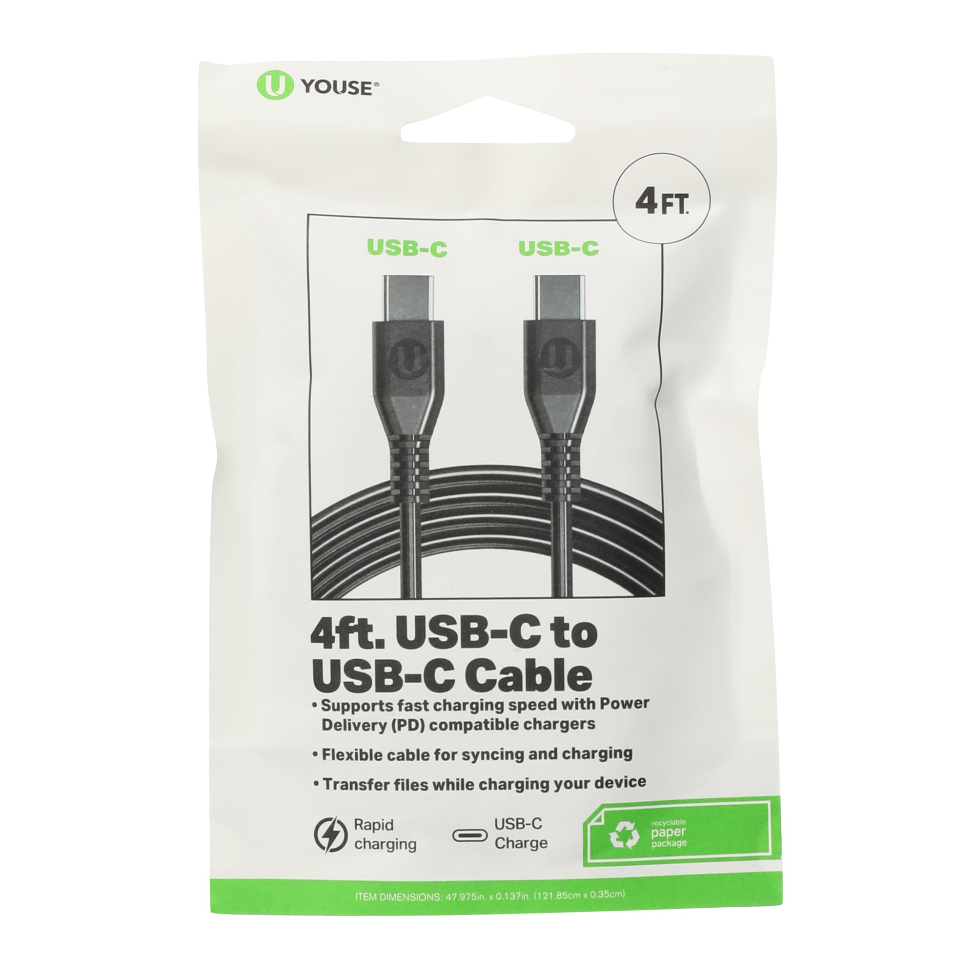 Cable USB-C a USB-C de 4 pies - Carga y Sincroniza Veloz 2