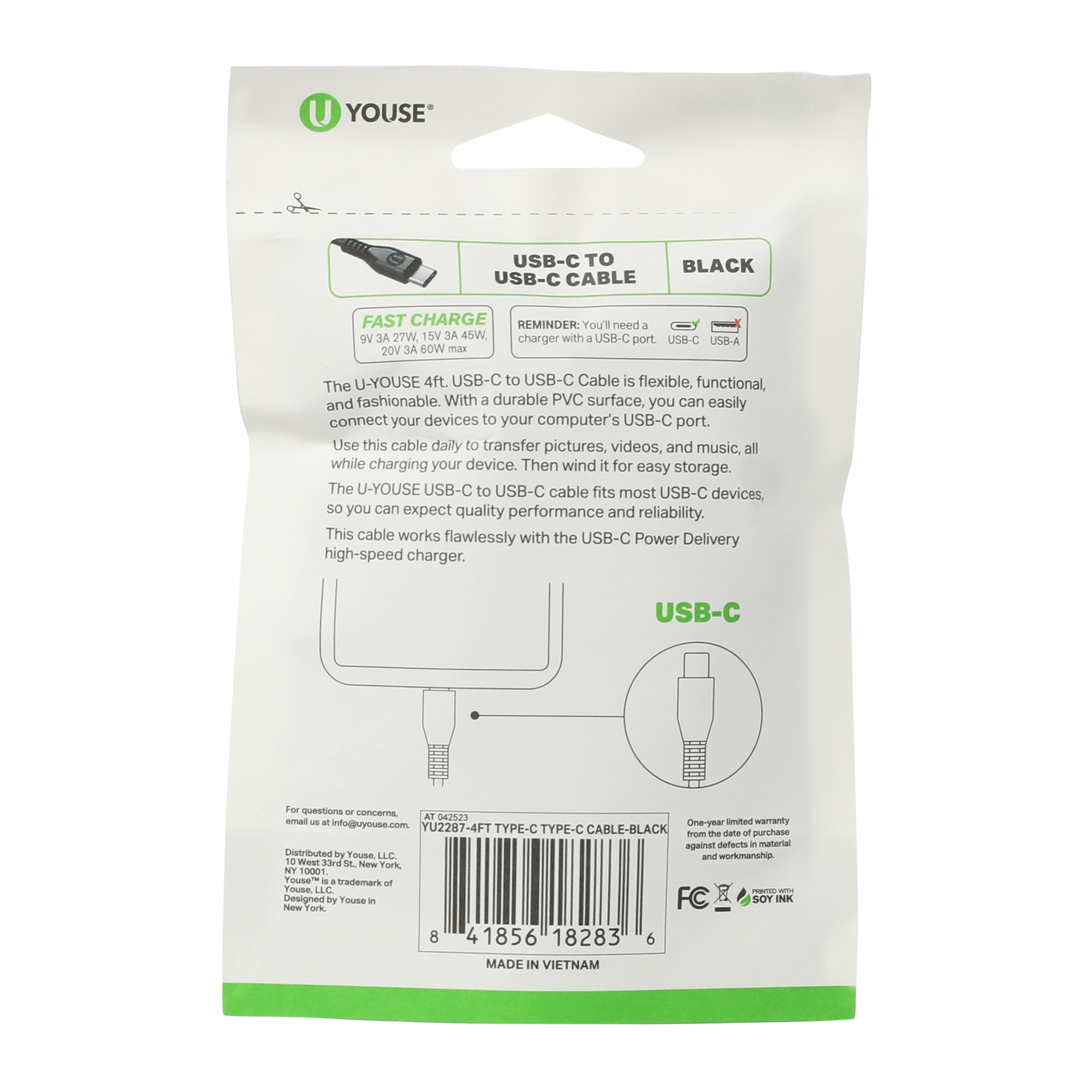 Cable USB-C a USB-C de 4 pies - Carga y Sincroniza Veloz 4