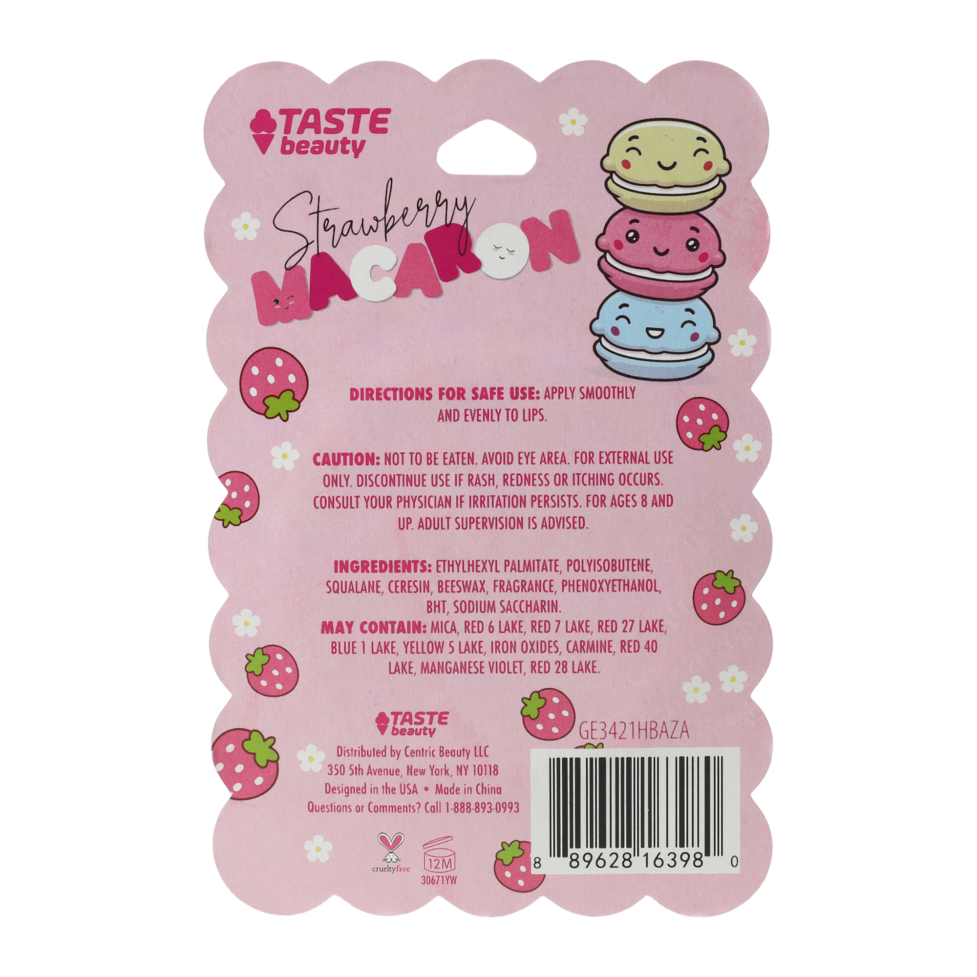 Taste Beauty® Flavored Kawaii Macaron Lip Balm 0.28oz - Strawberry