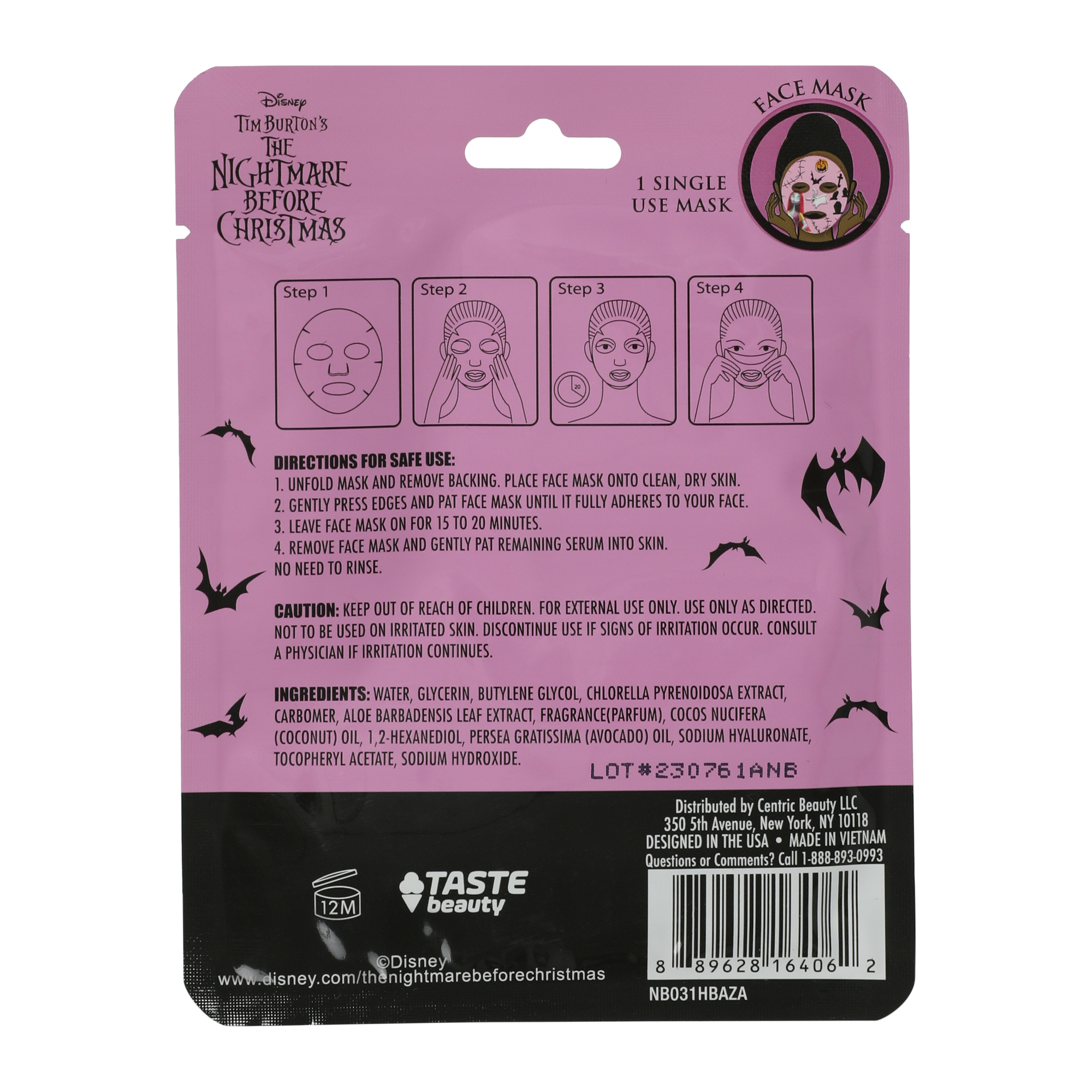 Disney Tim Burton's The Nightmare Before Christmas Scented Face Mask 0.67 Fl.oz