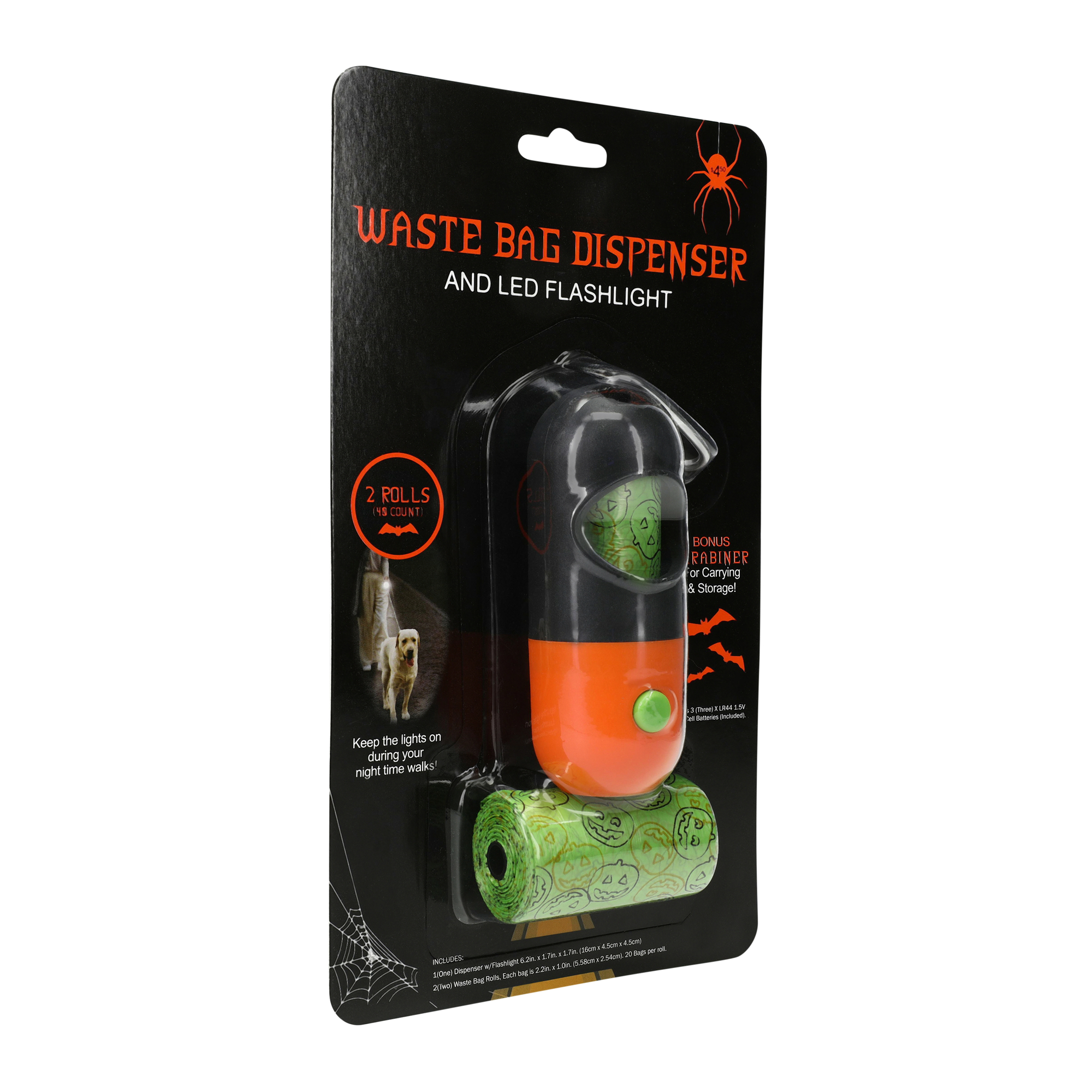 Halloween Pet Waste Bag Dispenser & LED Flashlight