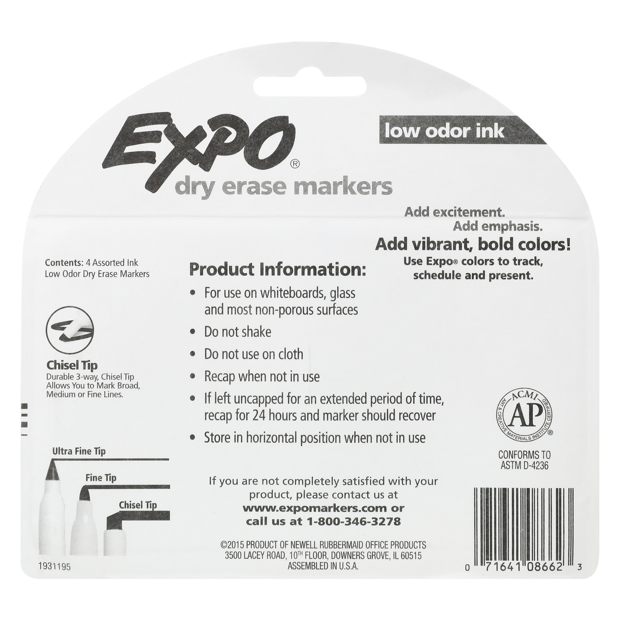 Expo® Vibrant Dry Erase Markers 4-Pack