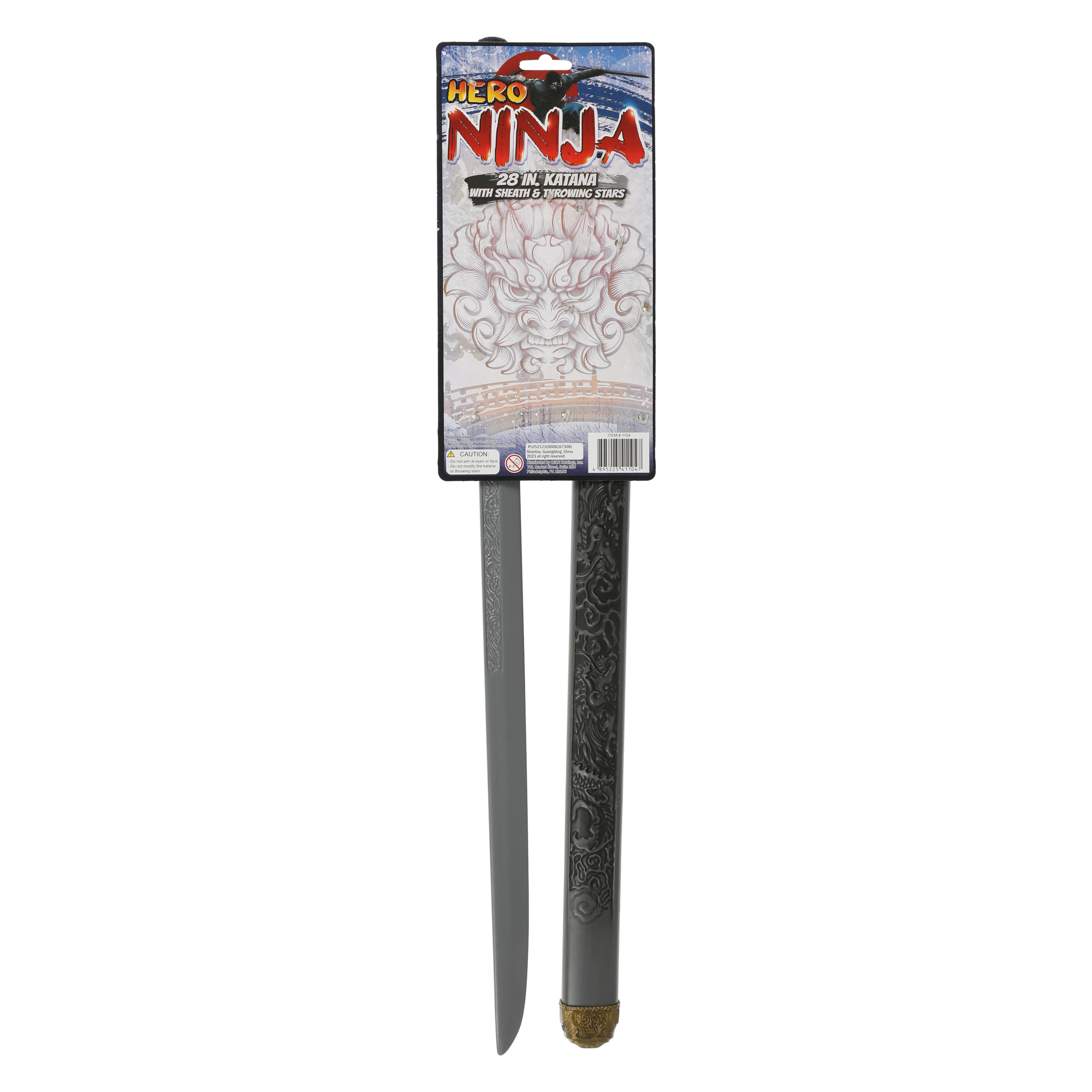 Hero Ninja 28in Katana Sword With Sheath & Throwing Stars