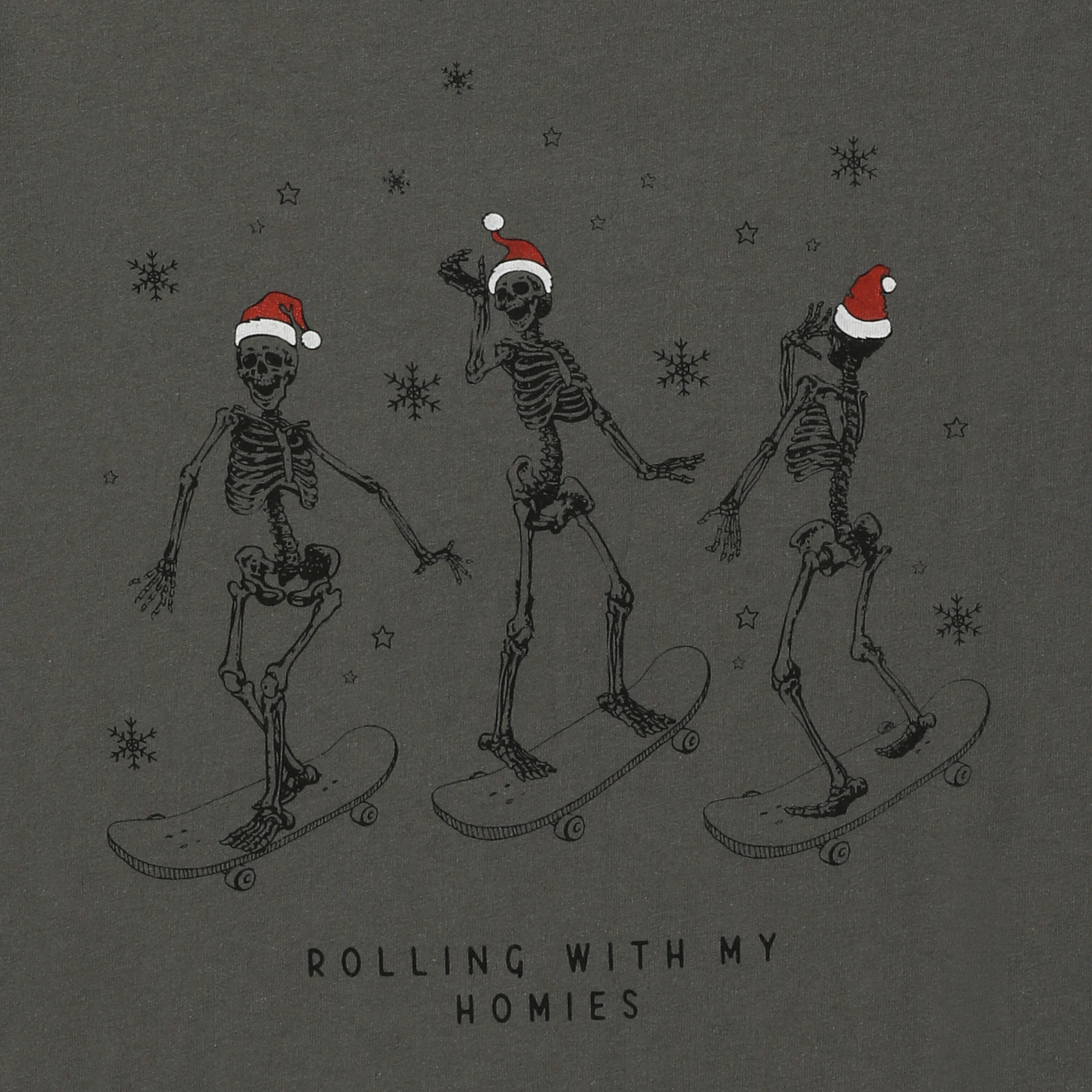 Skateboarding Santa Skeleton Graphic Tee