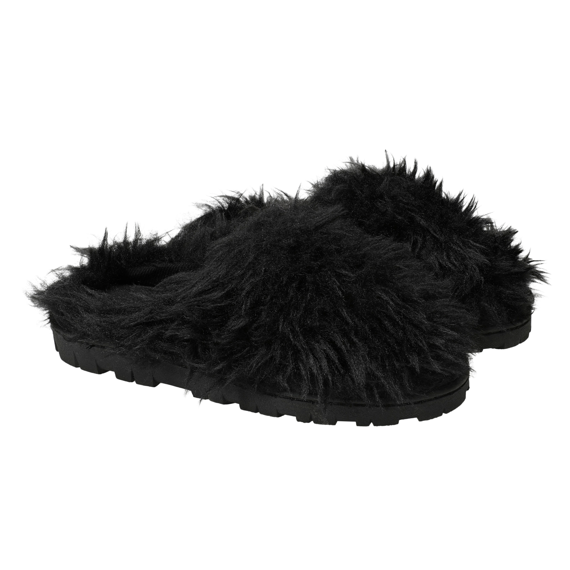 Ladies Faux Fur Fuzzy Slippers
