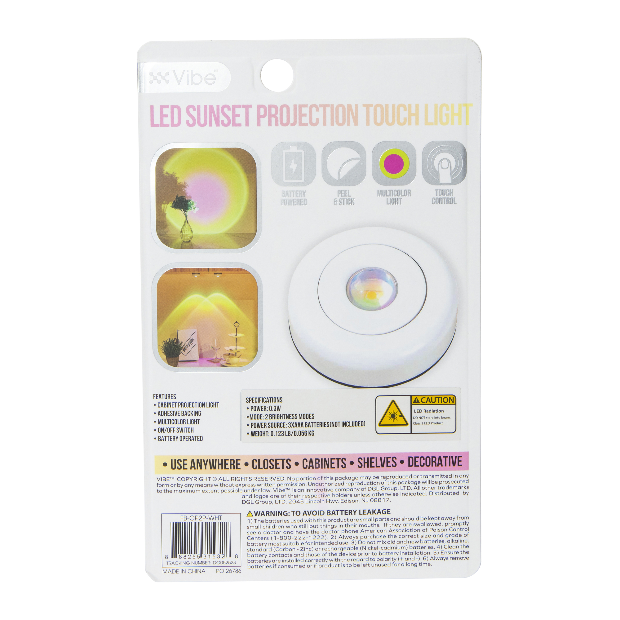 LED Sunset Projection Touch Light 2-Count