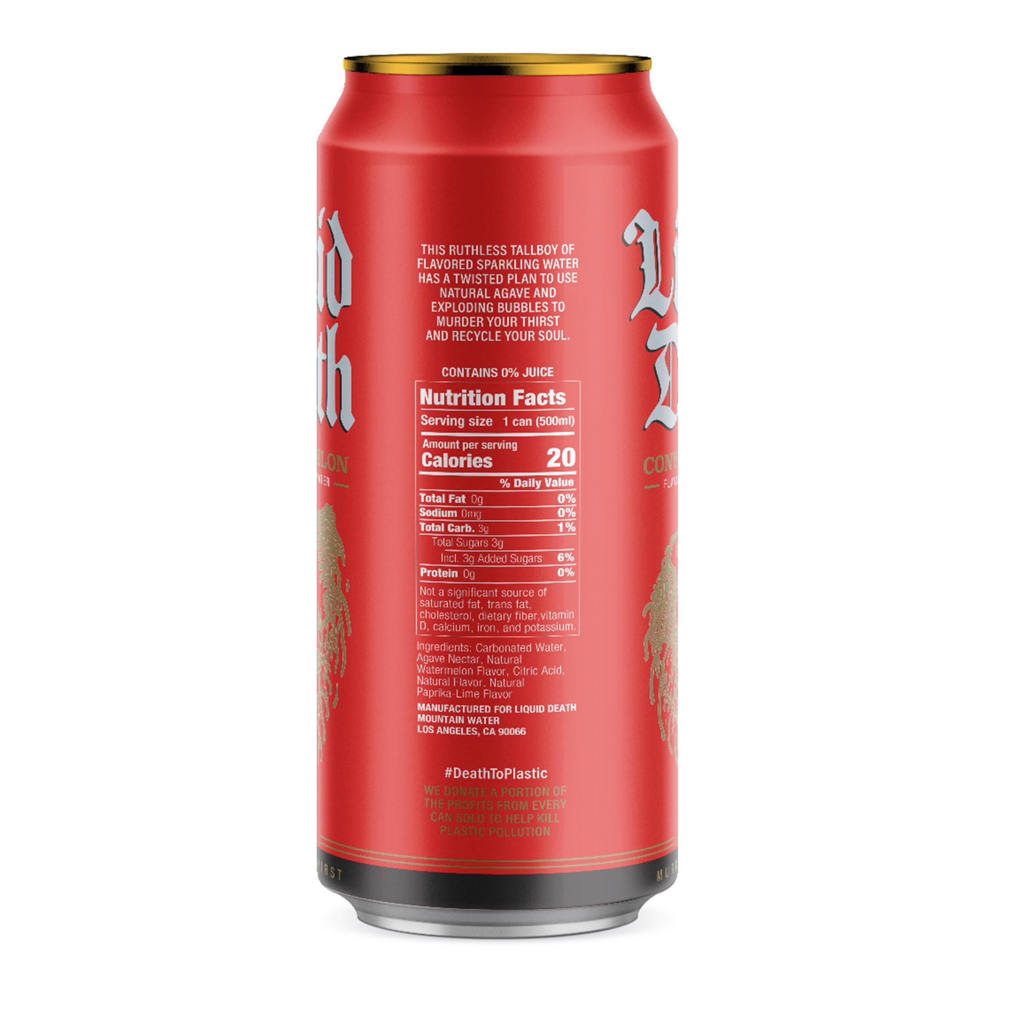 Liquid Death Convicted Melon Flavored Sparkling Water 16.9 Fl.oz