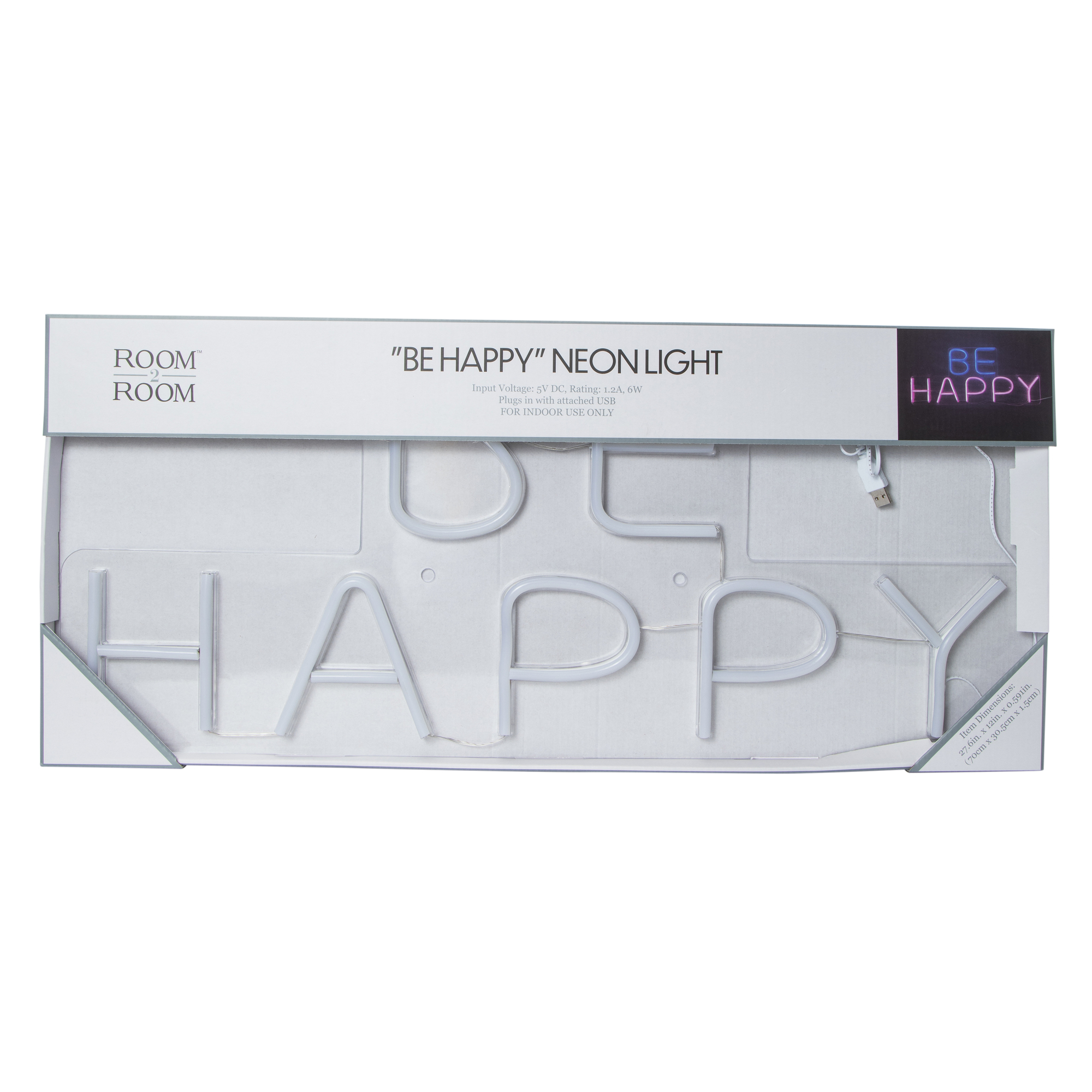 Be Happy' LED Neon Light 27.6in