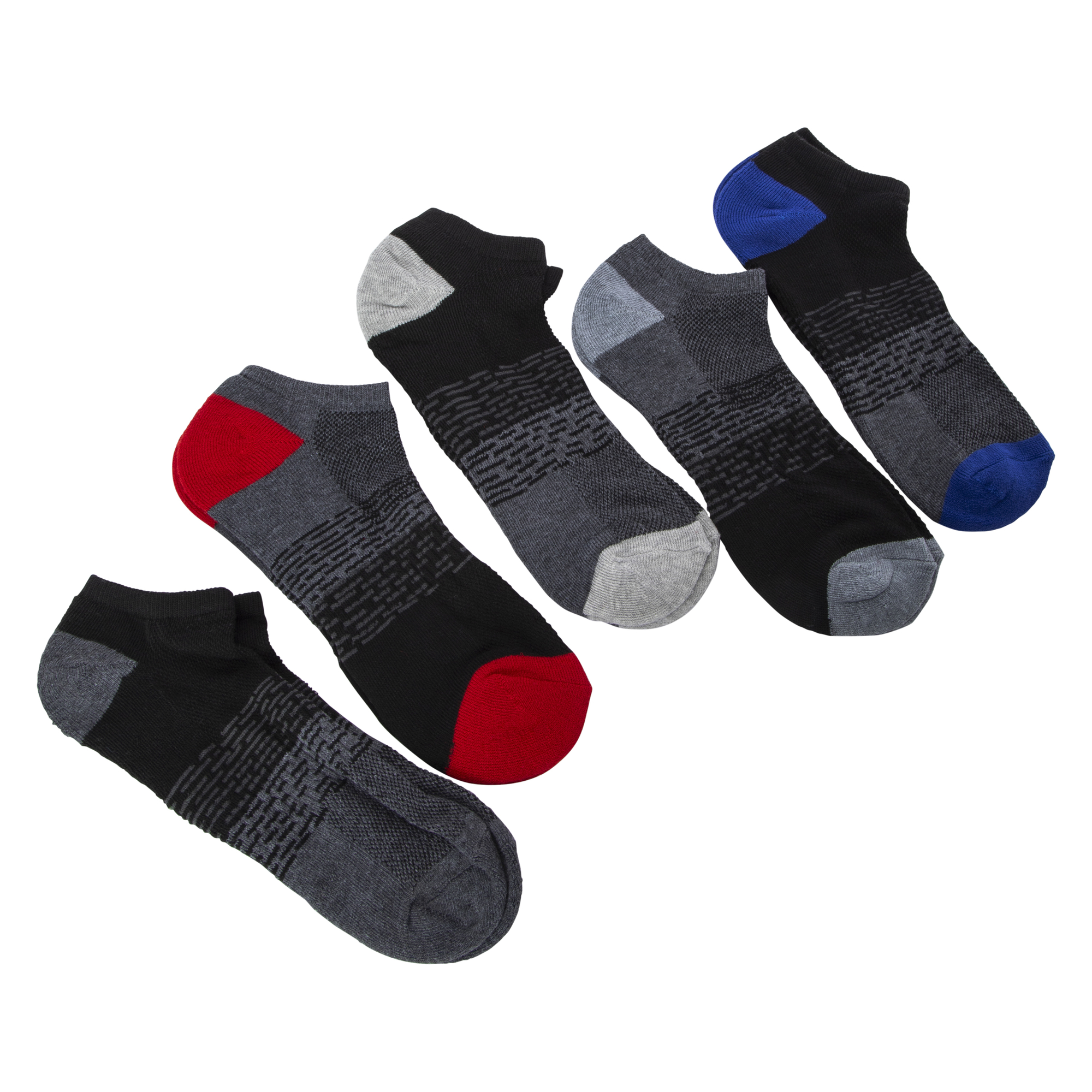 Series-8 Fitness™ Mens Low-Cut Performance Socks 5-Pack - Multi-Color Toes