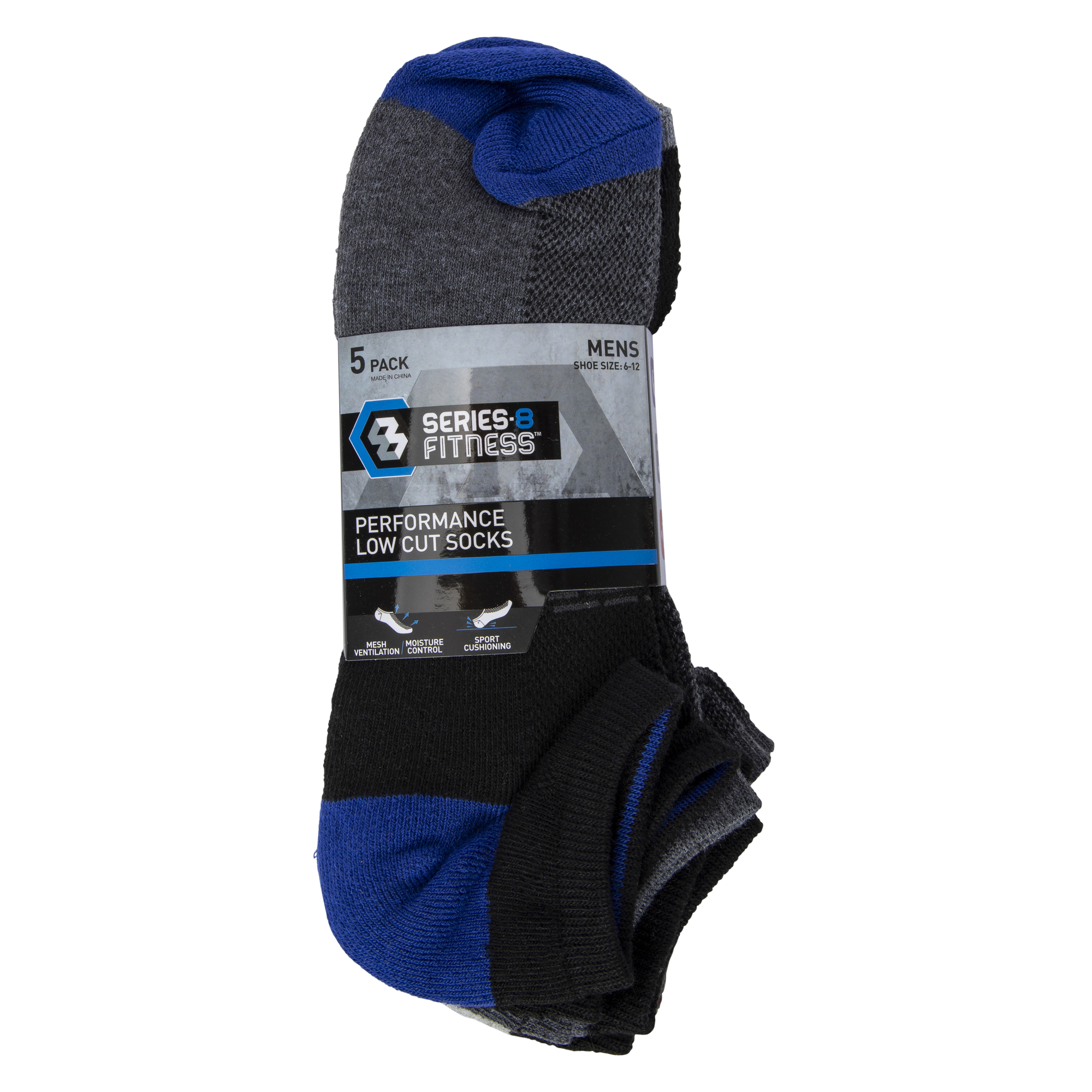 Series-8 Fitness™ Mens Low-Cut Performance Socks 5-Pack