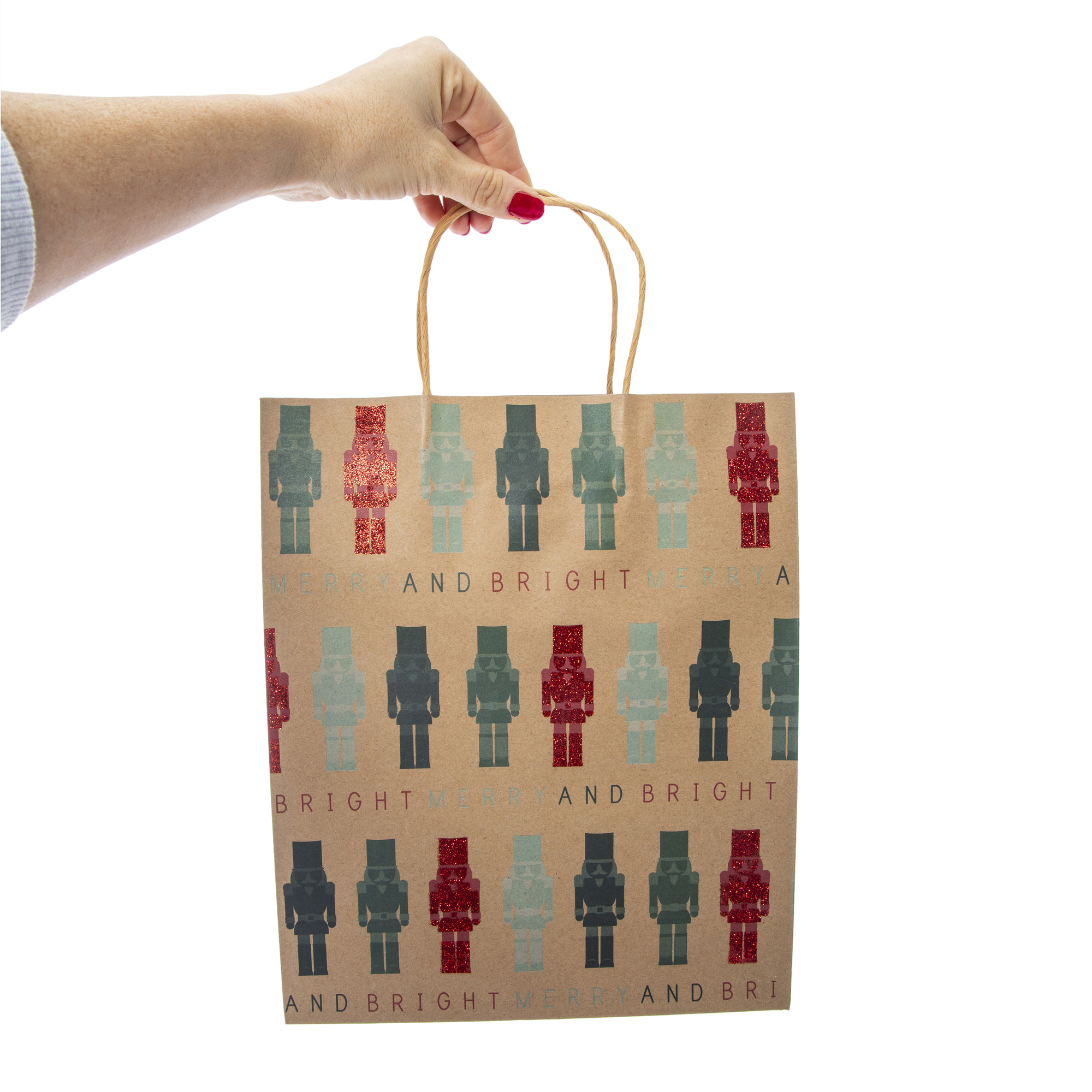4-Pack Large Holiday Kraft Gift Bags 10in x 12in