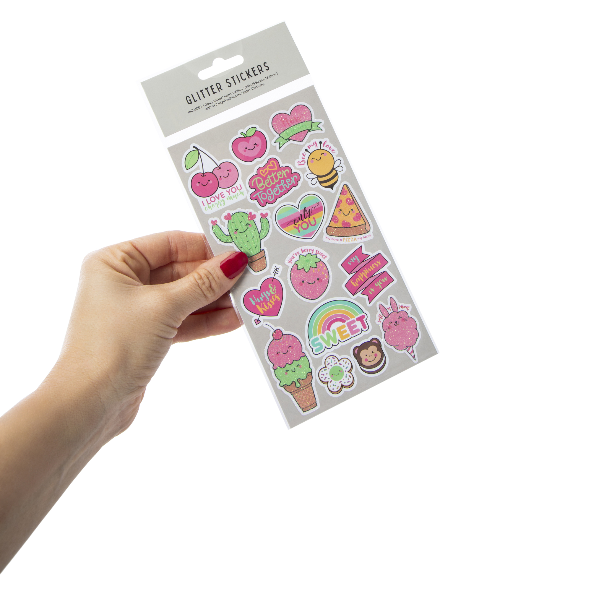 Kawaii Glitter Stickers 64-Count