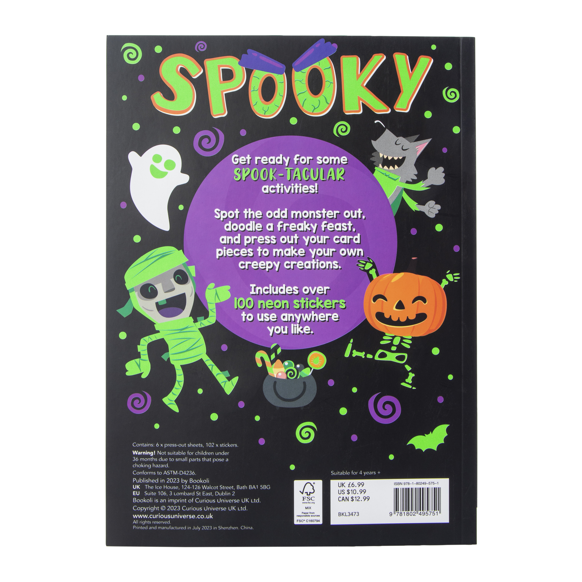 Spooky Puffy Sticker Activity Book With Over 100 Neon Stickers