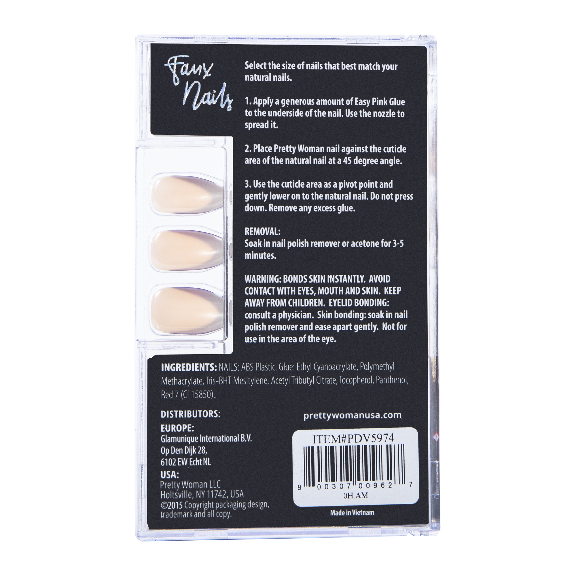 Pretty Woman Faux Nails 24-Piece Set With Nail Glue - Shimmer Blue Tip