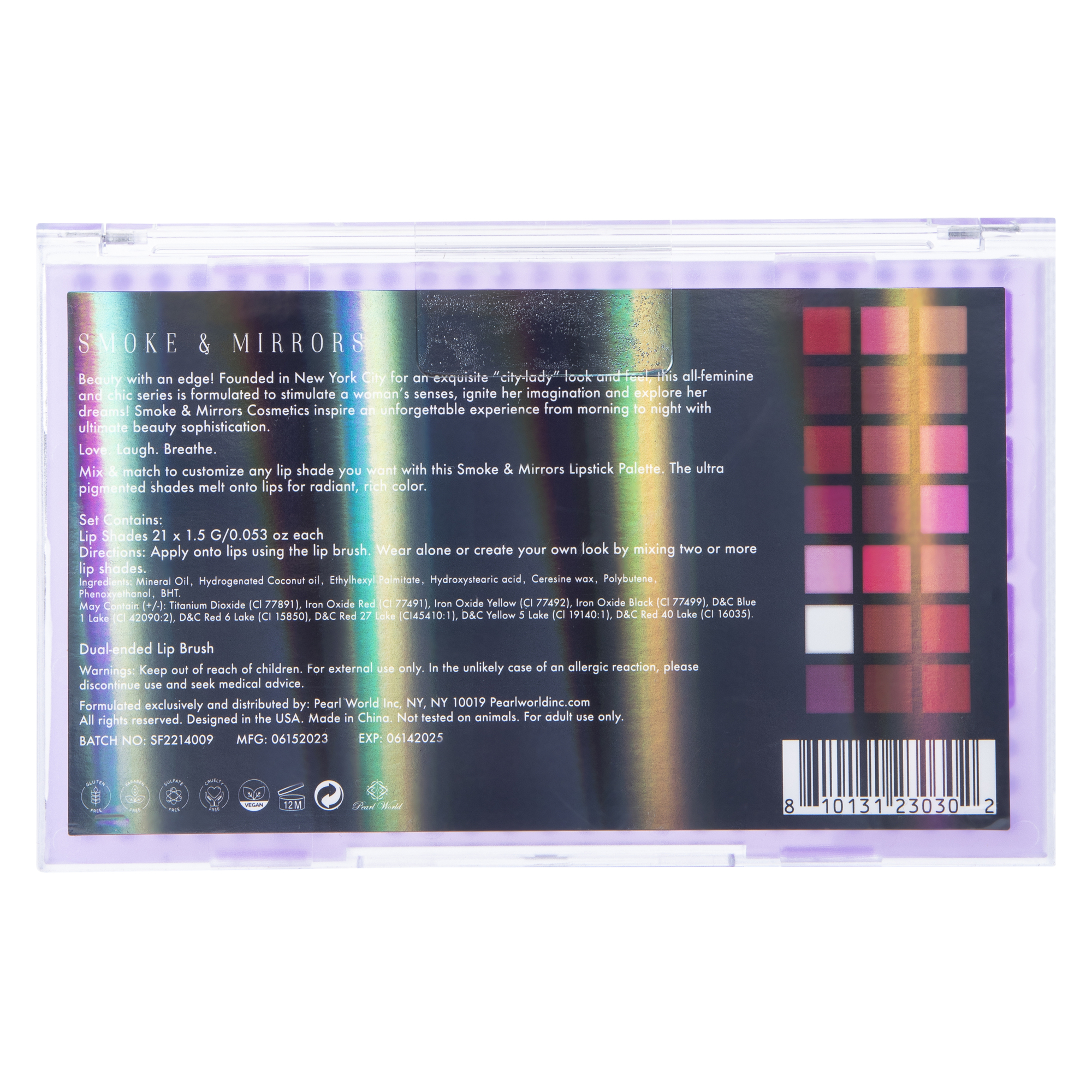 Smoke & Mirrors Lipstick Palette With Brush 21-Piece