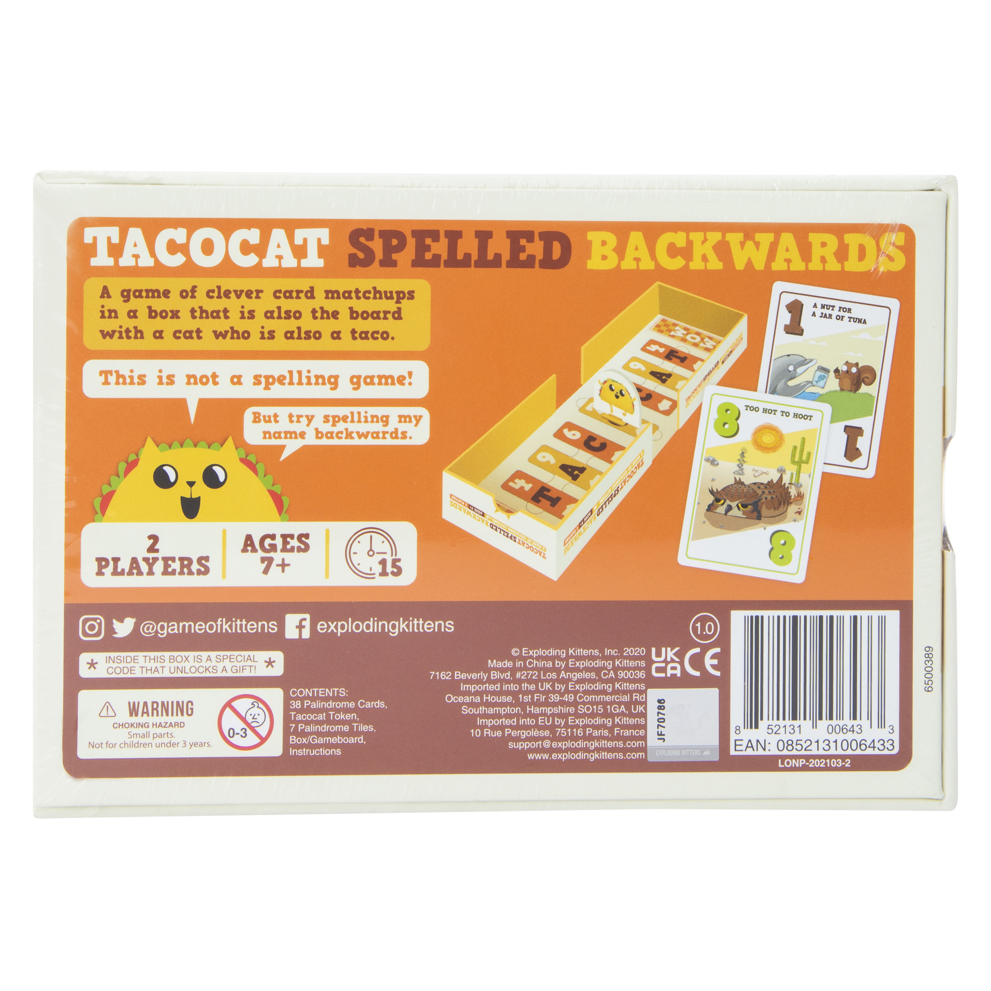 Tacocat Spelled Backwards Board Game